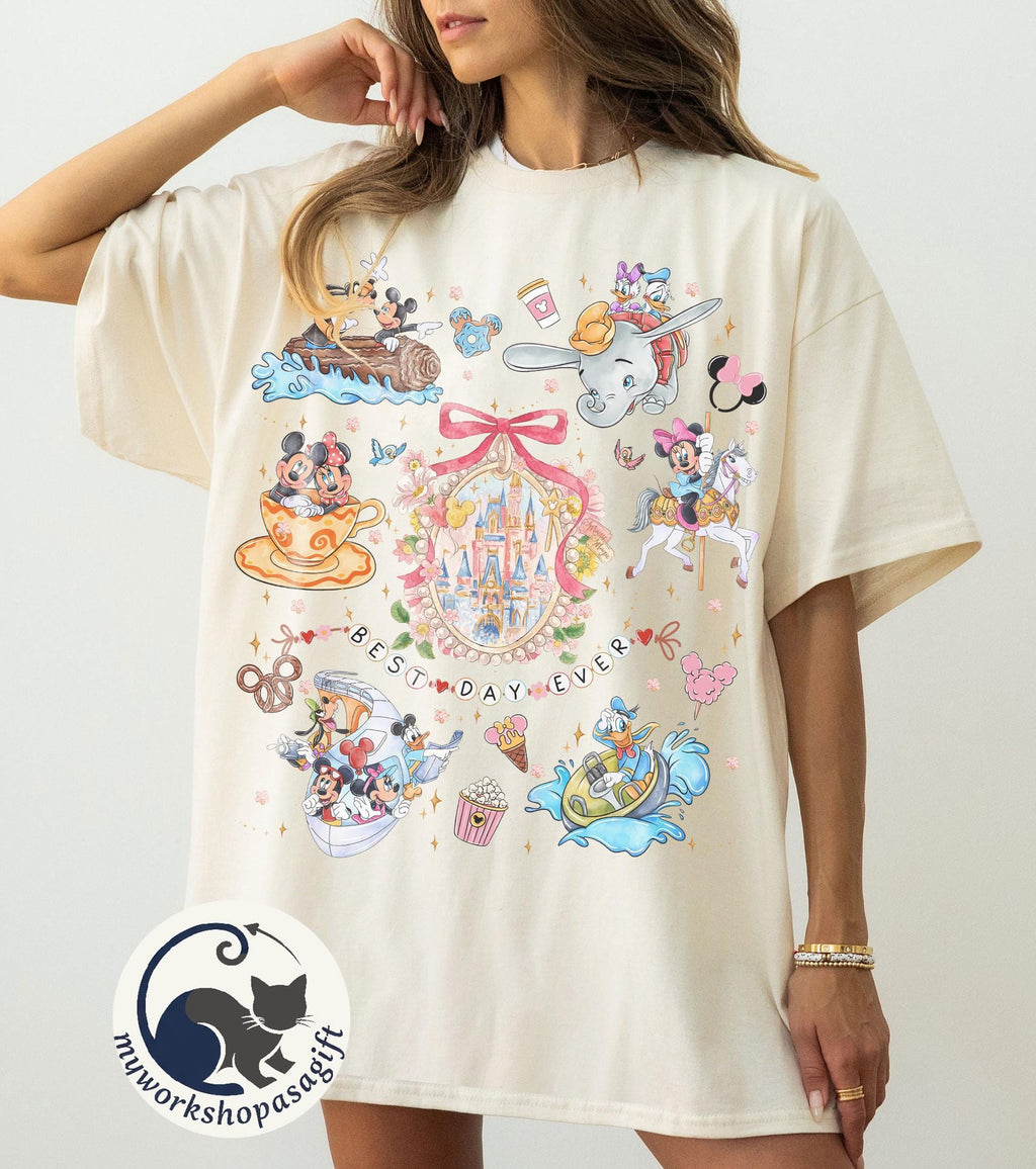 Coquette bow Disney Best Day Ever Shirt, Disney Family Vacation Shirt, Disneyworld Tee, Disney Mickey and Friends Shirt, Disneyland Trip Tee