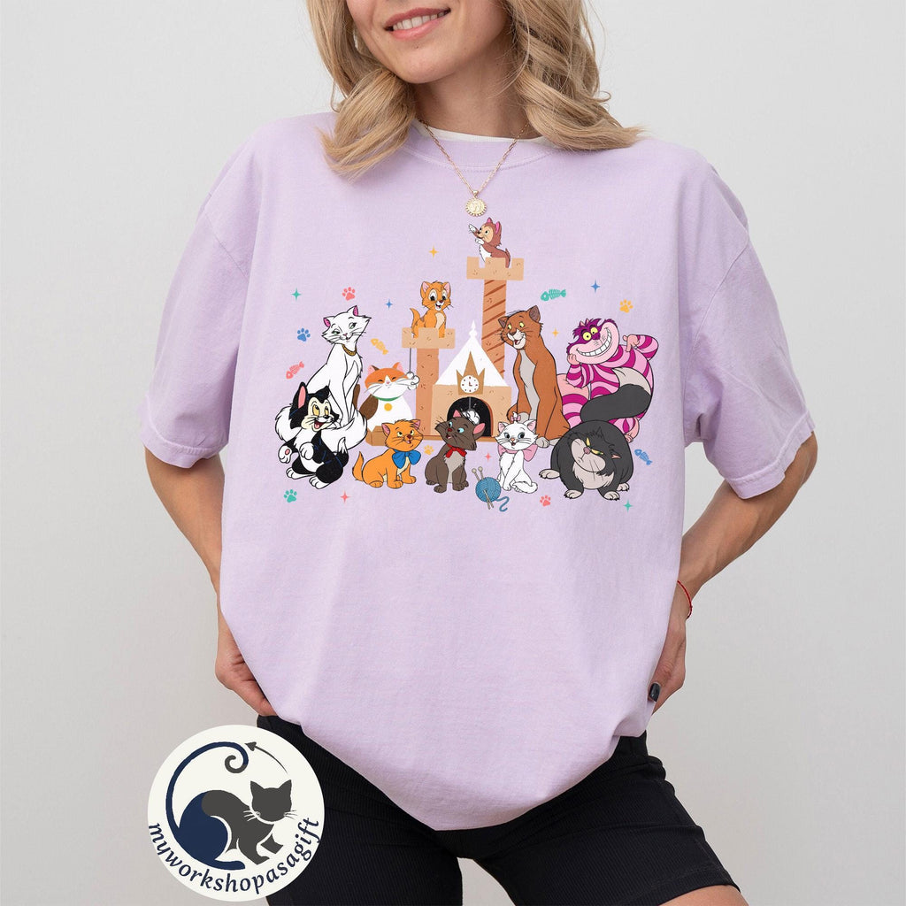 Disney Cats Character Group Kitten Friends Shirt, Marie Toulouse Berlioz Figaro Cheshire Tee, Magic Kingdom Disneyland Family Holiday Gift