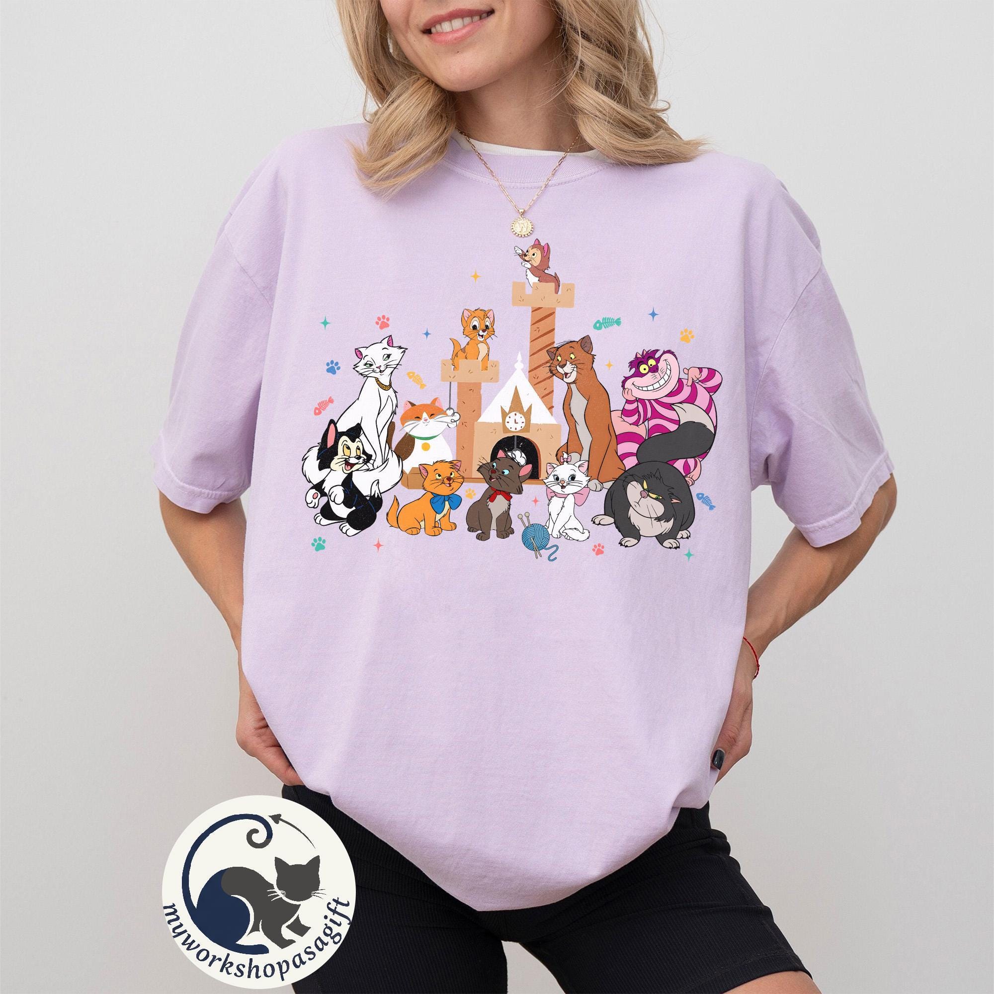 Disney Cats Character Group Kitten Friends Shirt, Marie Toulouse Berlioz Figaro Cheshire Tee, Magic Kingdom Disneyland Family Holiday Gift