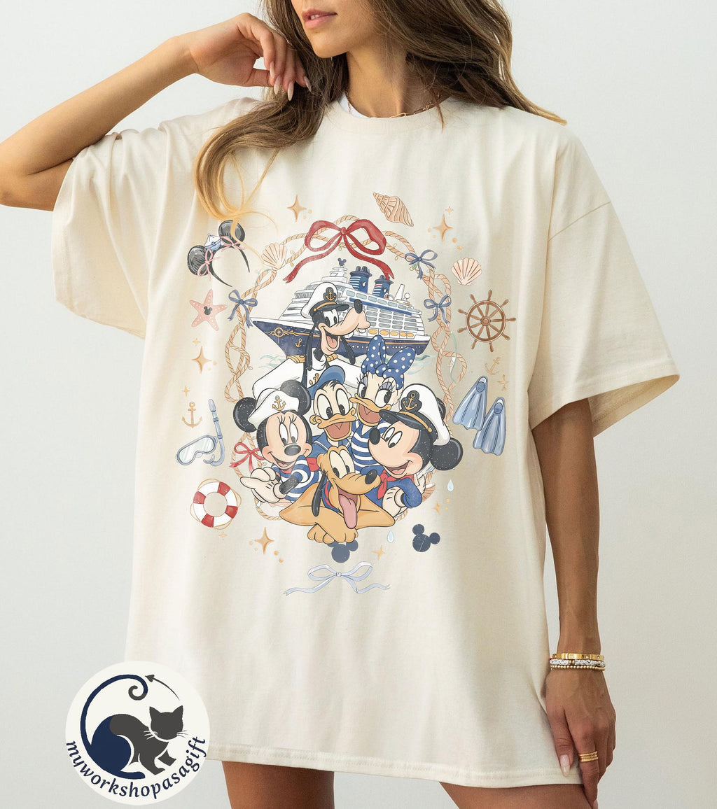 Retro Coquette Mickey and Friends Cruise Shirt, Disney Cruise Shirt, Disney Cruise Trip Shirt, Disney Wish Treasure Fantasy Dream Shirt