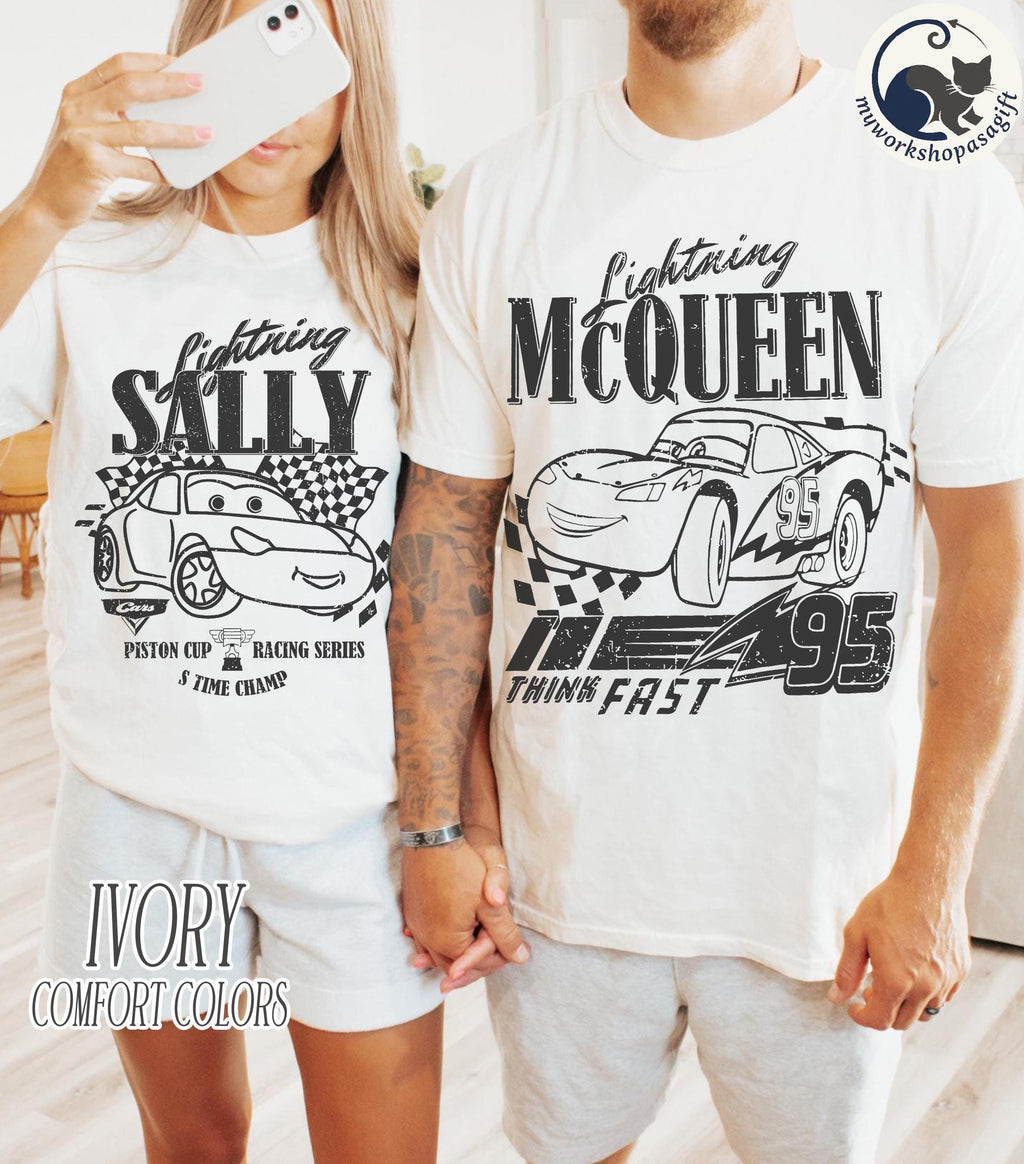 Retro Disney Cars Shirt, Lightning McQueen and Sally Couple Shirt, Lightning McQueen Shirt, Disney Couple Shirt, Disneyland Cars Tee