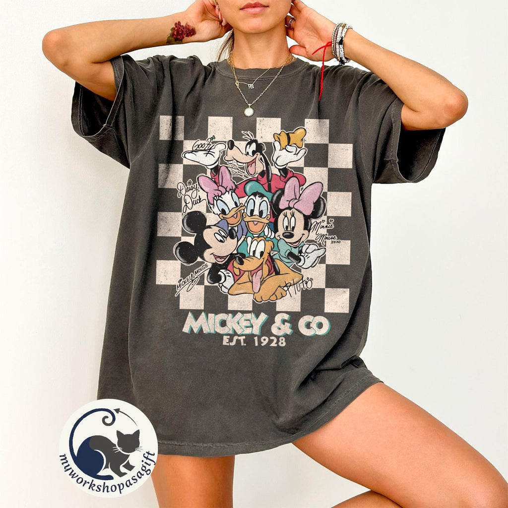 Retro Mickey Minnie Shirts, Retro Mickey and Friends Shirt, Retro Disney Trip Shirt, Checkered Mickey Shirt, Disney Family Vacation Shirt