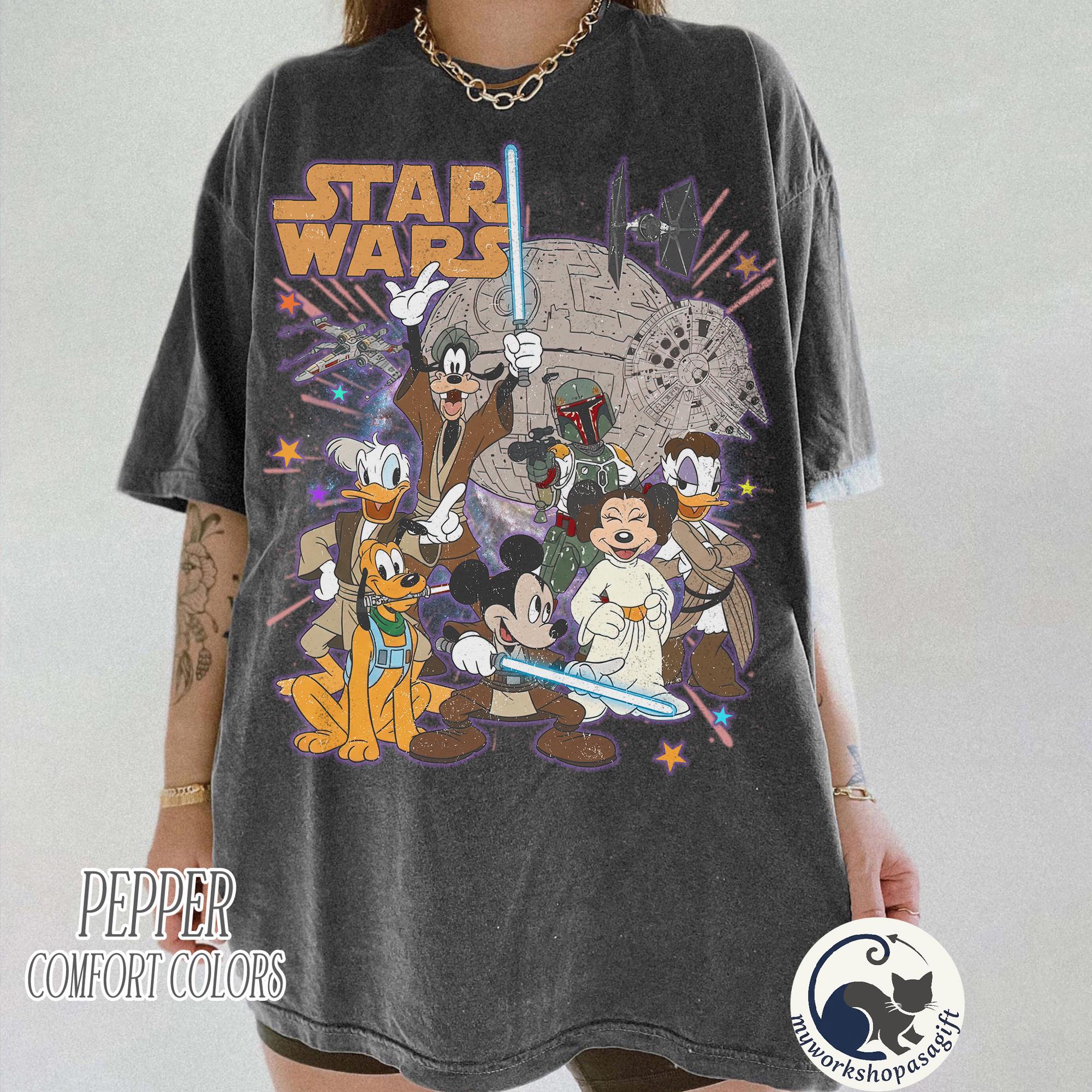 Retro Star Wars Shirt, Disney Star Wars Comfort Colors Tee, Retro Mickey and Friends Jedi Tee, Family Vacation Outfit, Gift for Disney Fans