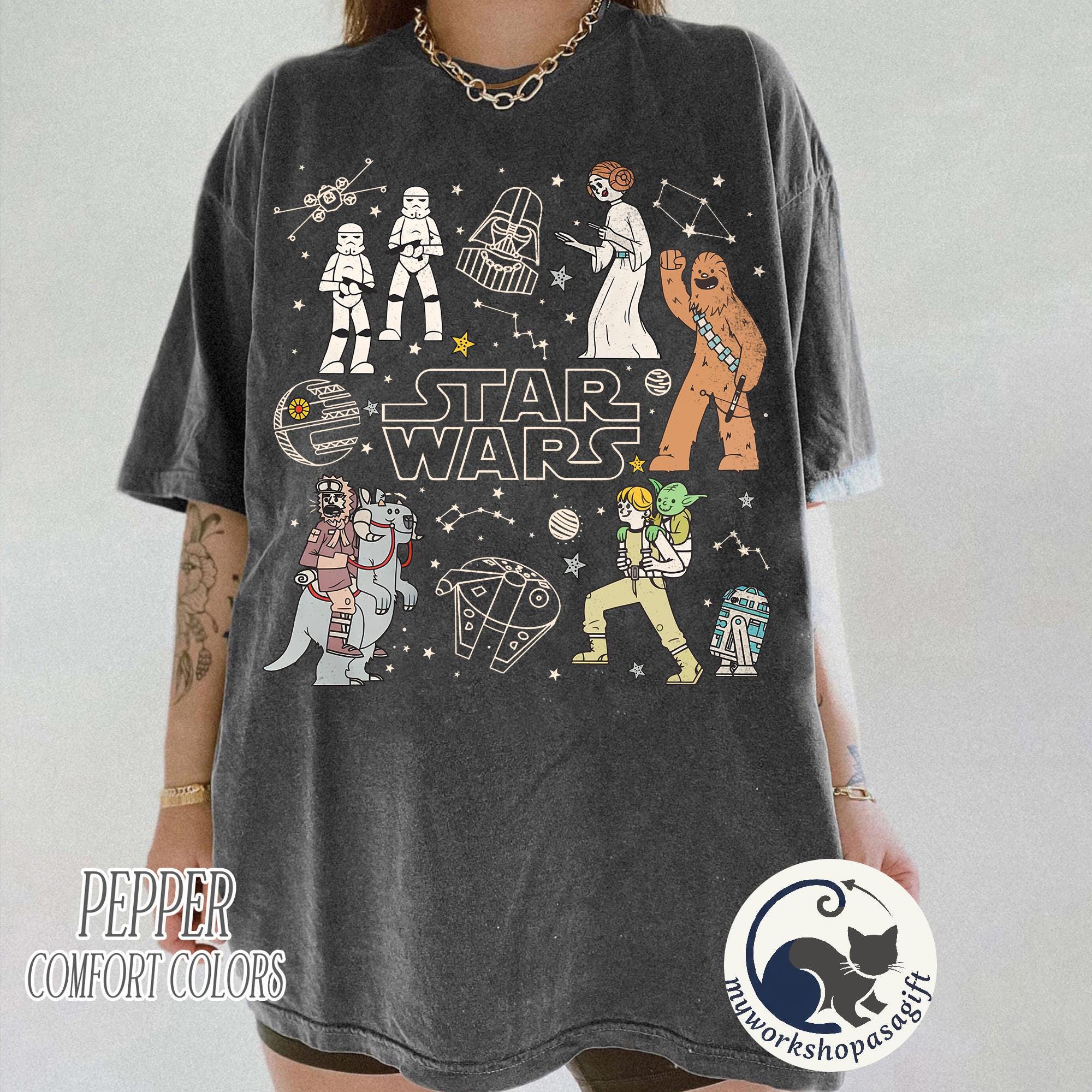 Star Wars Characters Group Shot Constellation Doodles Shirt, Galaxy's Edge Holiday Unisex Shirt, Family Birthday Gift Adult Kid Toddler Tee