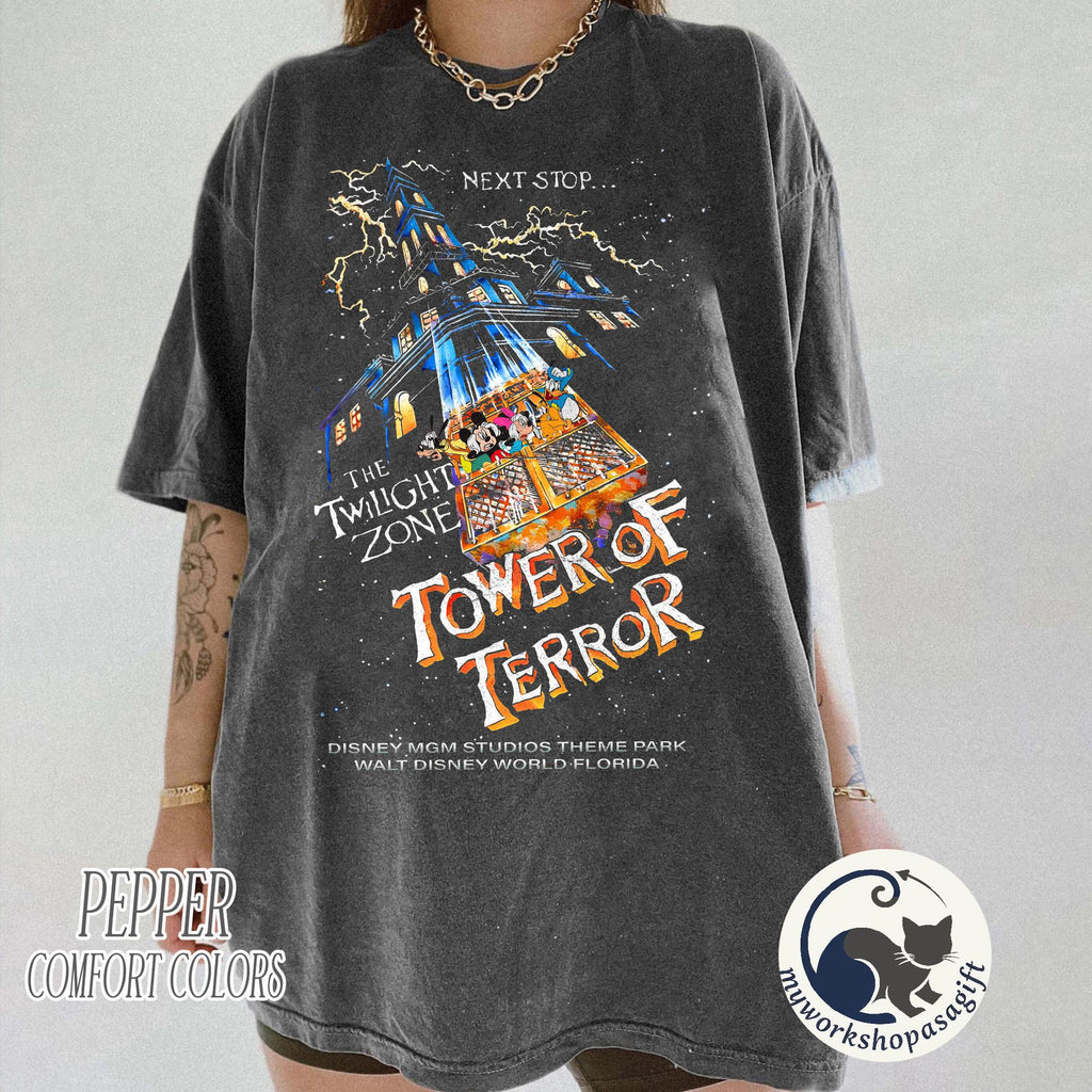 Vintage Retro Disney Tower Of Terror Shirt, Mickey & friends Twilight Zone Shirt, Disney Rides Shirt, Hollywood Studios Shirt, WDW Trip Tee