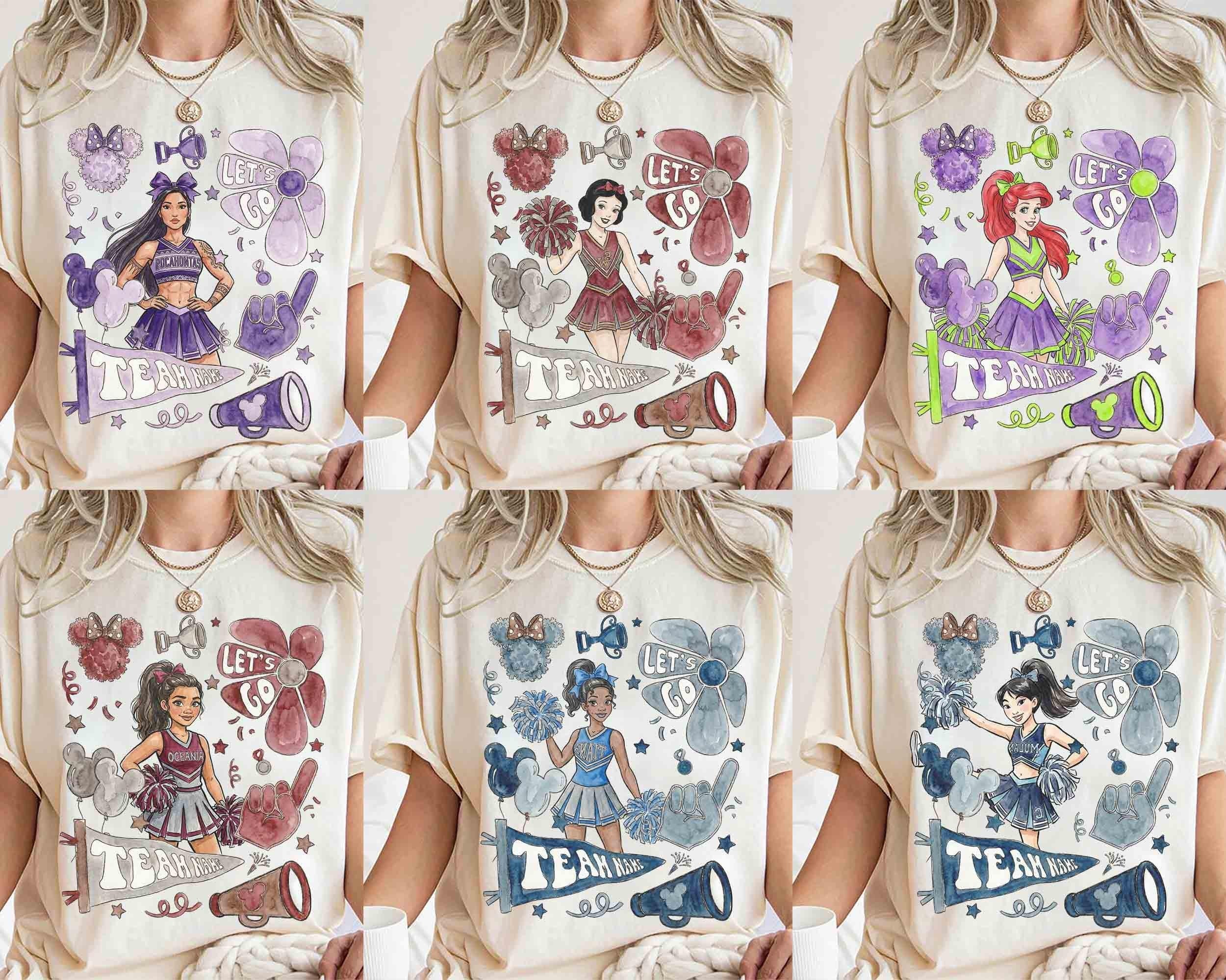 Customize Team Name Cheerleader Princess UCA Nationals Shirt, Disney Cinderella Merida Princess Cheer & Dance Championships Tee, Minnie Tee