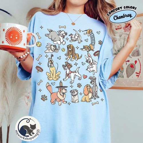 Comfort Colors® Disney Dogs Shirt, Retro Lady and the Tramp Tee, Pluto Puppy Disney Shirt, Cute Disney Pet Lovers Gift, Disney Dog Loves Tee