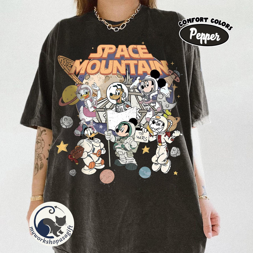 Disney Space Mountain Shirt, Retro 90s Mickey and Friends Astronaut Tee, Magic Kingdom Disney World Vacation Shirt, Vintage Theme Park Shirt