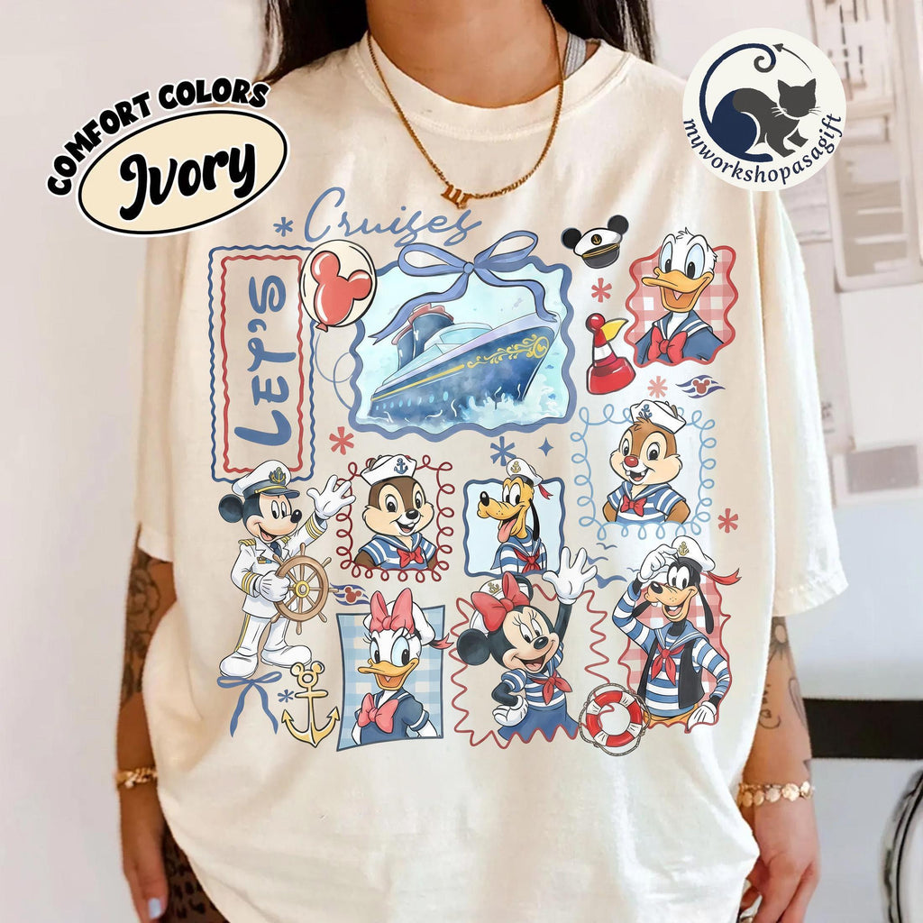 Personalized Disney Cruise Line Shirts, Mickey & Friends Family Cruise Tee, Let’s Cruise Disney Wish Dream Magic Fantasy, Disney Trip Shirts