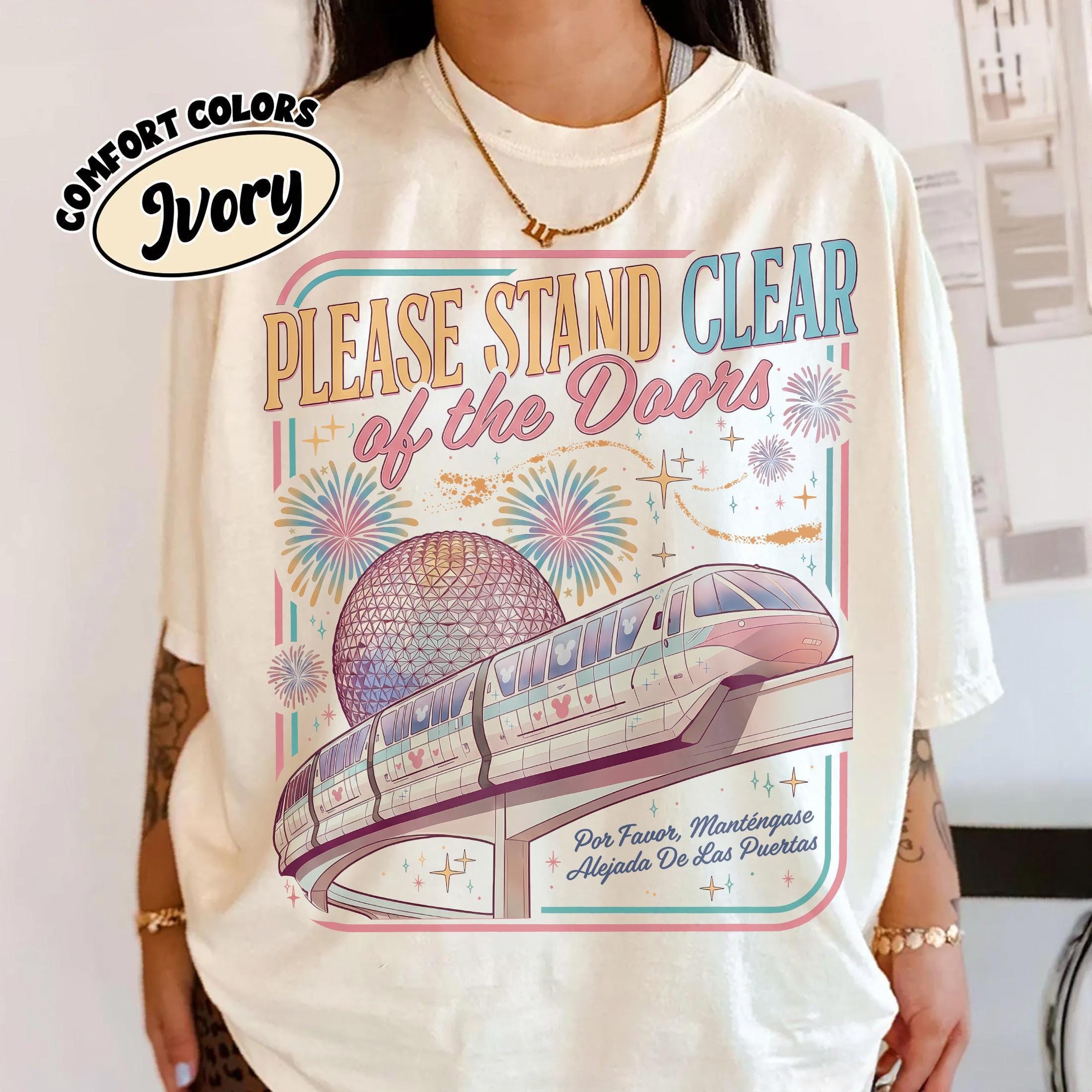 Retro Comfort Colors Please Stand Clear of the Doors Shirt, Disney World Monorail Quote Tee, Disney Family Matching Shirt. Disney Trip Shirt