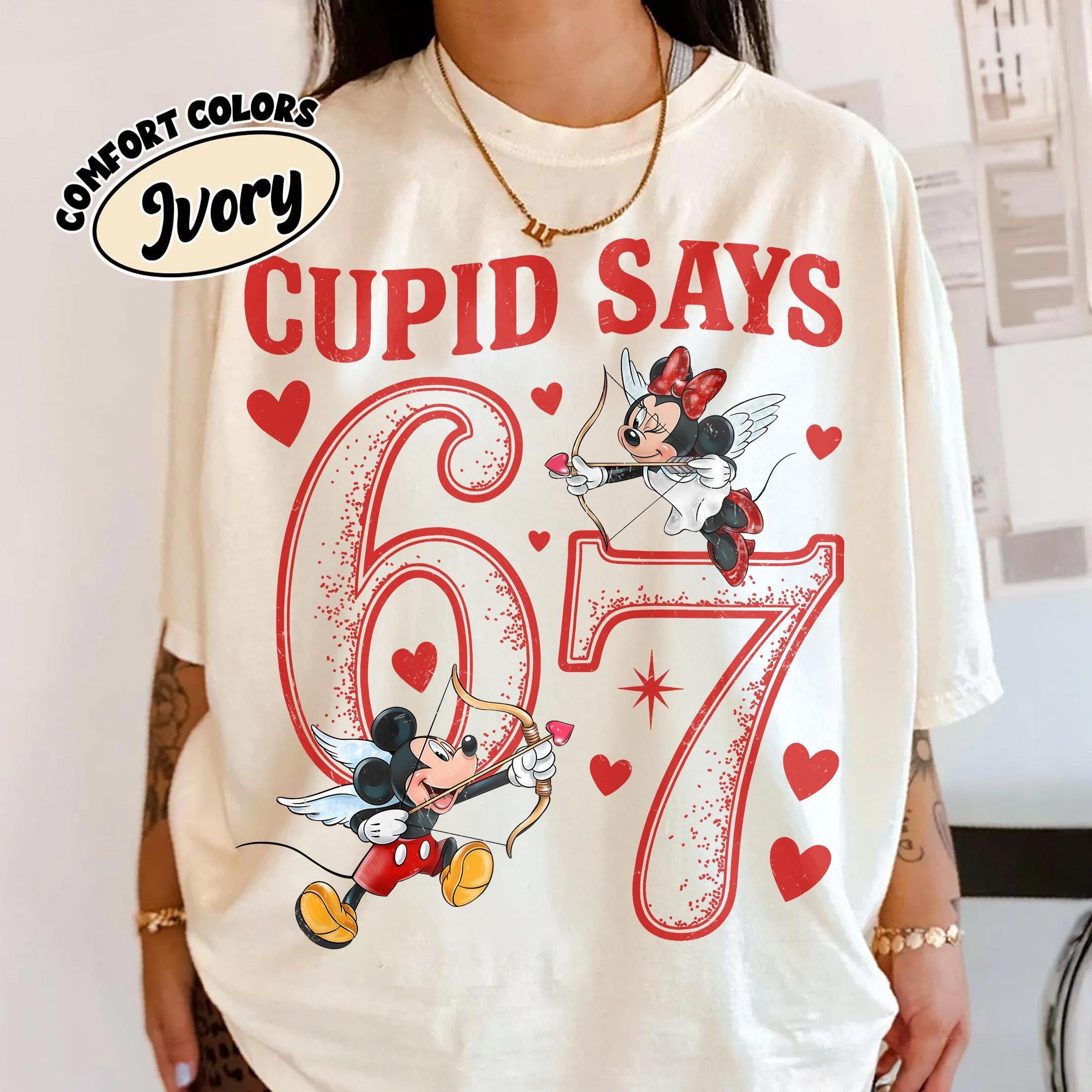 Retro Comfort Colors® Cupid Says 67 Disney Valentine Shirts, Mickey & Minnie Cupid Birthday Tee, Valentine Gift for Her, Disney Couple Shirt