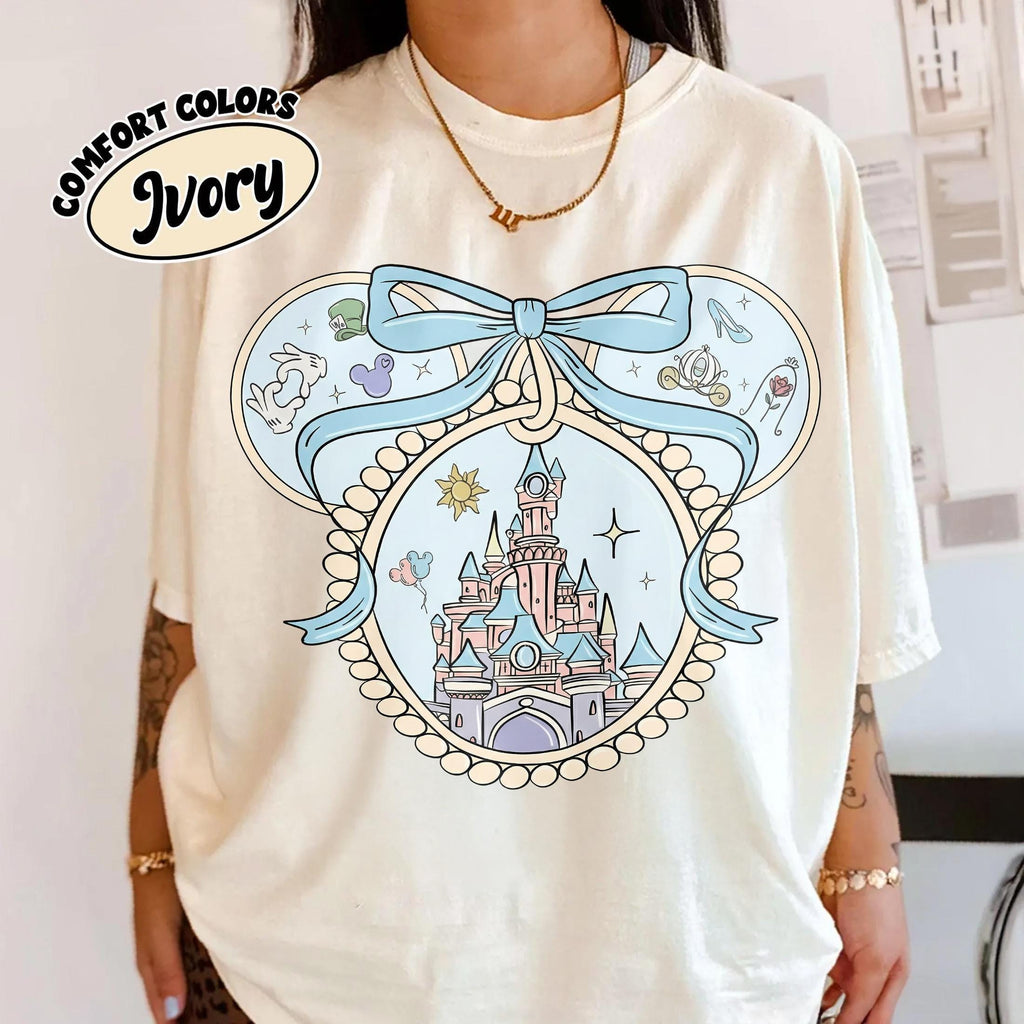 Retro Disney Castle Coquette Shirt, Mickey Ears Bow Castle Tee, WDW Princess Sketch, Disney Family Vacation 2026 Shirt, WDW Castle Locket