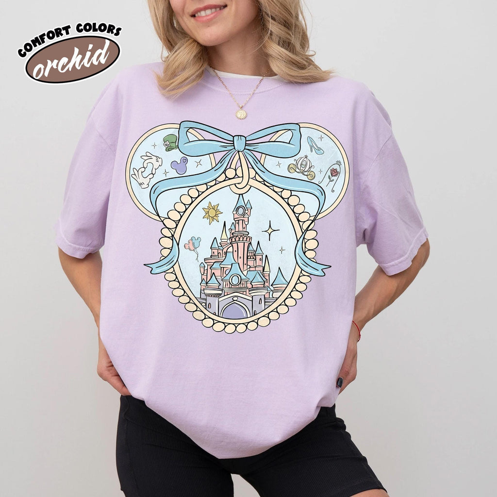 Retro Disney Castle Coquette Shirt, Mickey Ears Bow Castle Tee, WDW Princess Sketch, Disney Family Vacation 2026 Shirt, WDW Castle Locket
