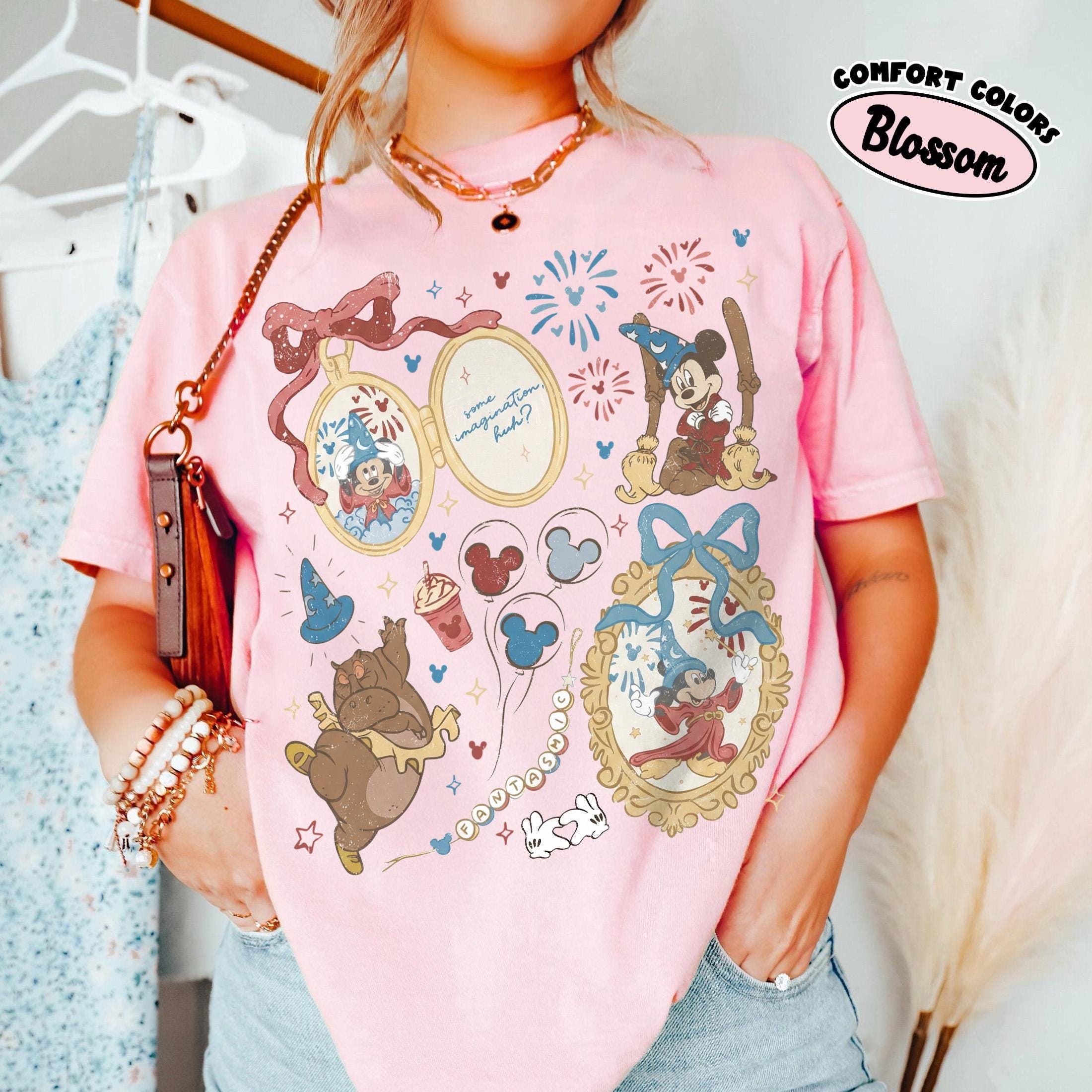 Retro Disney Coquette Bow Mickey Sorcerer Comfort Colors Shirts, Fantasia Mickey Some Imagination Huh Tee, Walt Disney Vintage Magical Shirt