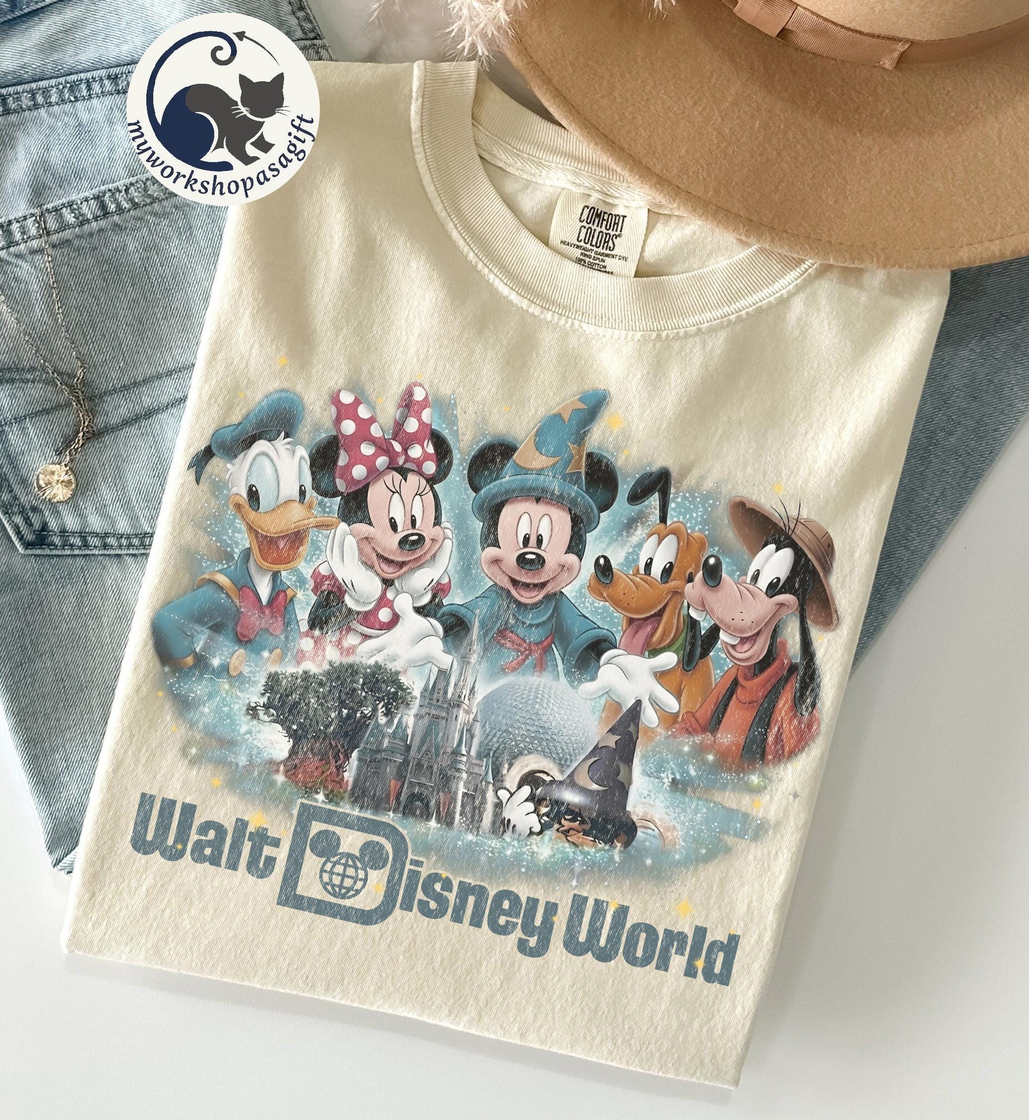 Vintage The Happiest Place On Earth Comfort Colors Shirt, Retro Mickey Minnie Disney Vacation Tee, Ideal For Family Trips Walt Disney World