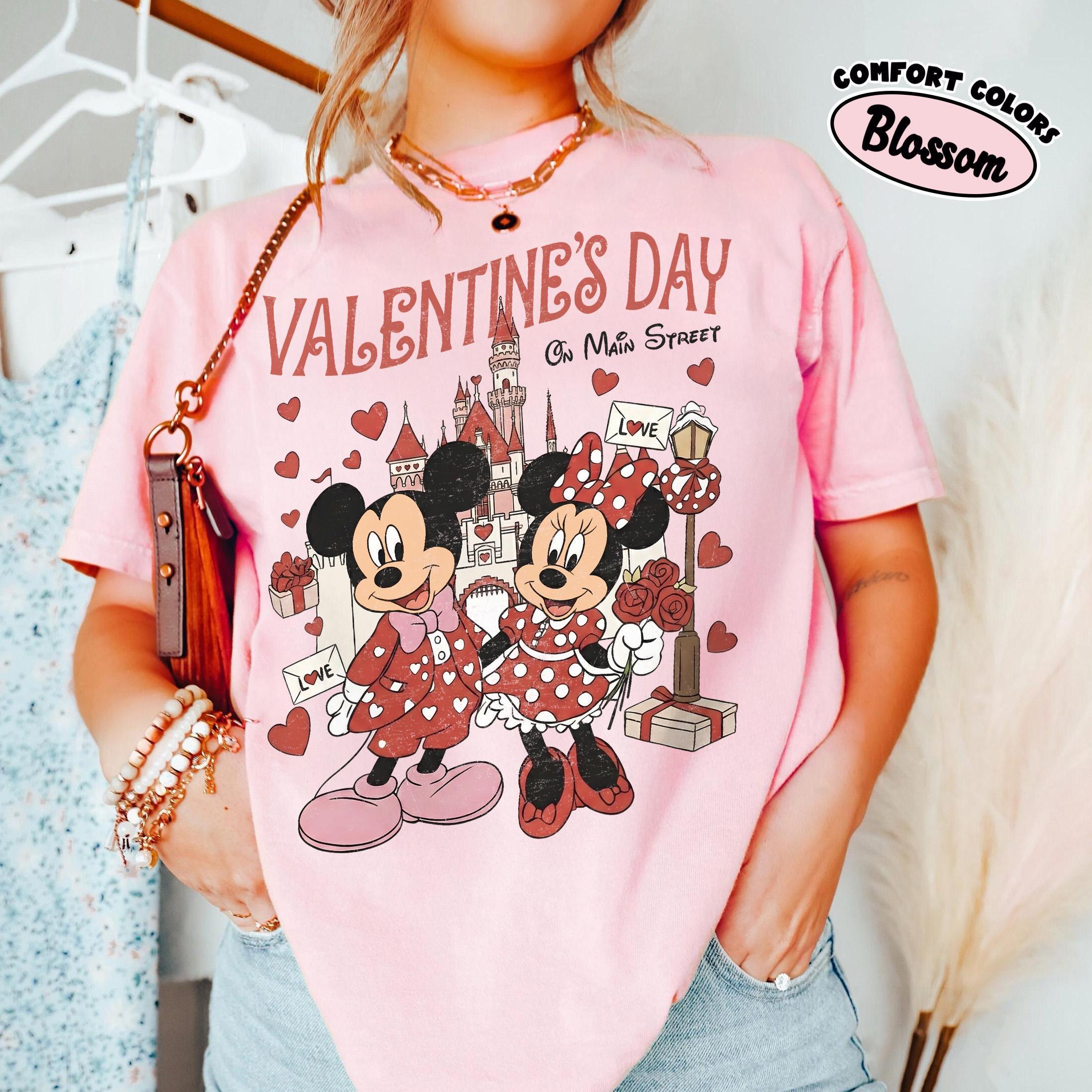 Retro Mickey & Minnie Valentine Couple Shirts, Disney Valentine on Main Street Shirt, Happiest Place on Earth Lovers, Disney Xmas Couple Tee