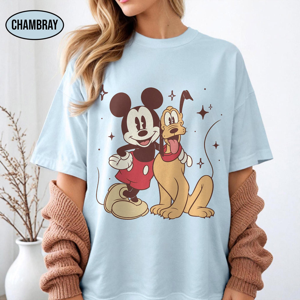 Comfort Colors Mickey & Friends Shirt, Retro Mickey and Pluto Tee, Family Vacation Matching Shirts, Disney Trip Gift Tee, Mouse Family Shirt