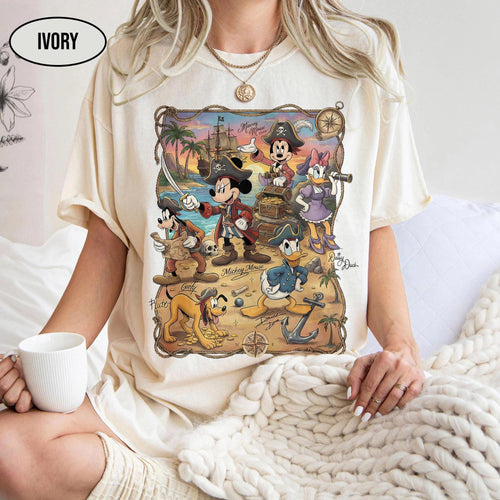 Comfort Colors Vintage Disney Pirate Shirt, Mickey & Friends Signature Tee, Disney Cruise Trip Shirt, Disney Matching Family Vacation Shirts