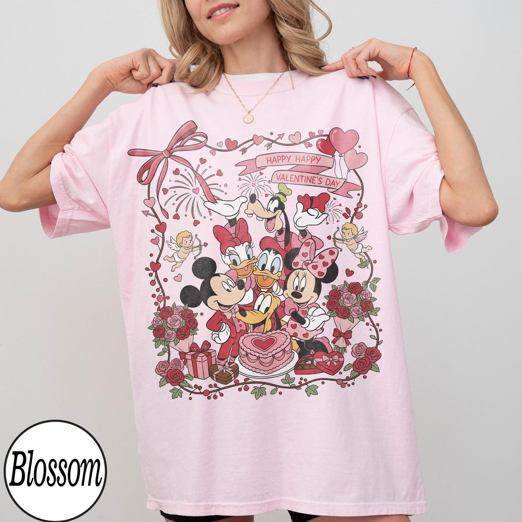 Coquette Bow Mickey And Friends Happy Valentine's Day 2026 T-shirt, Disney Couple Matching Tee, Magic Kingdom Disneyland Family Holiday Gift