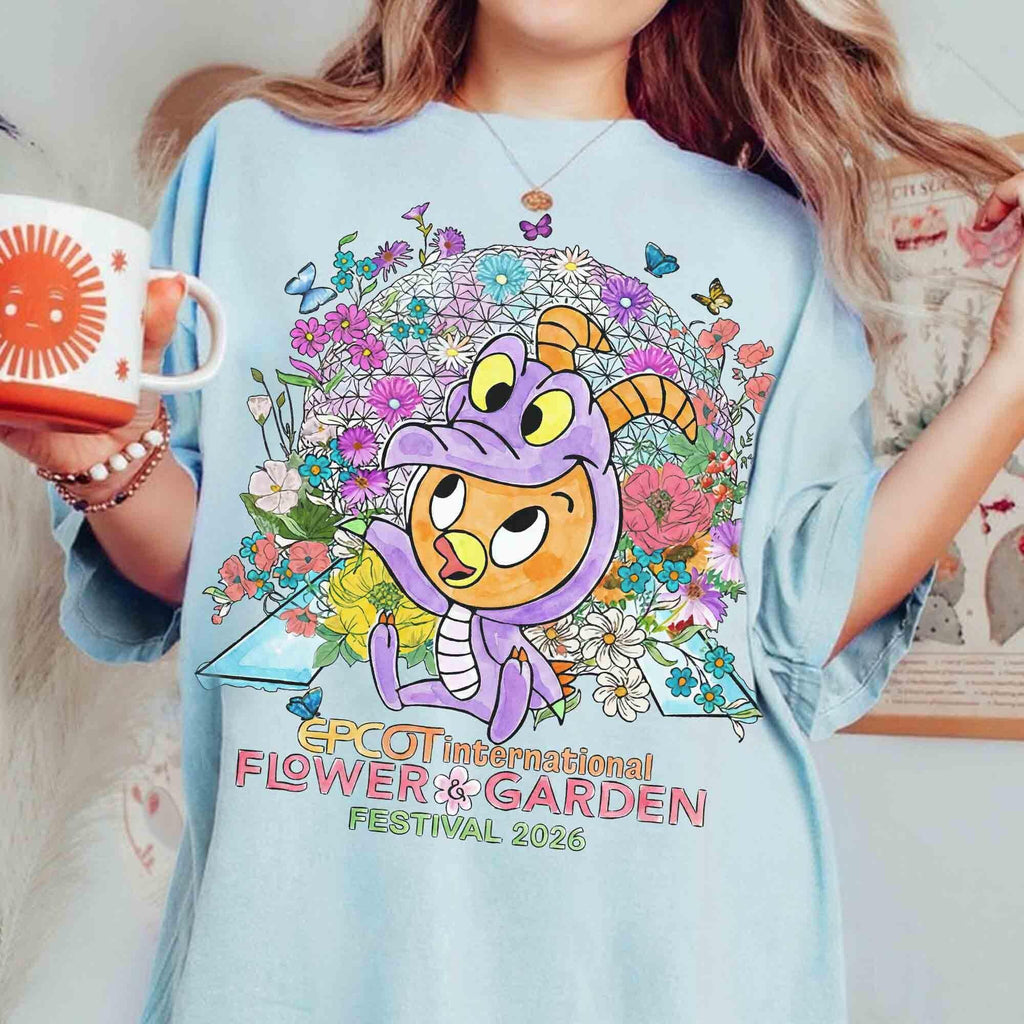 Disney Epcot International Flower & Garden Festival 2026 Shirt, Cute Orange Bird Cosplay Figment Dragon Floral Tee, WDW Family Vacation Trip