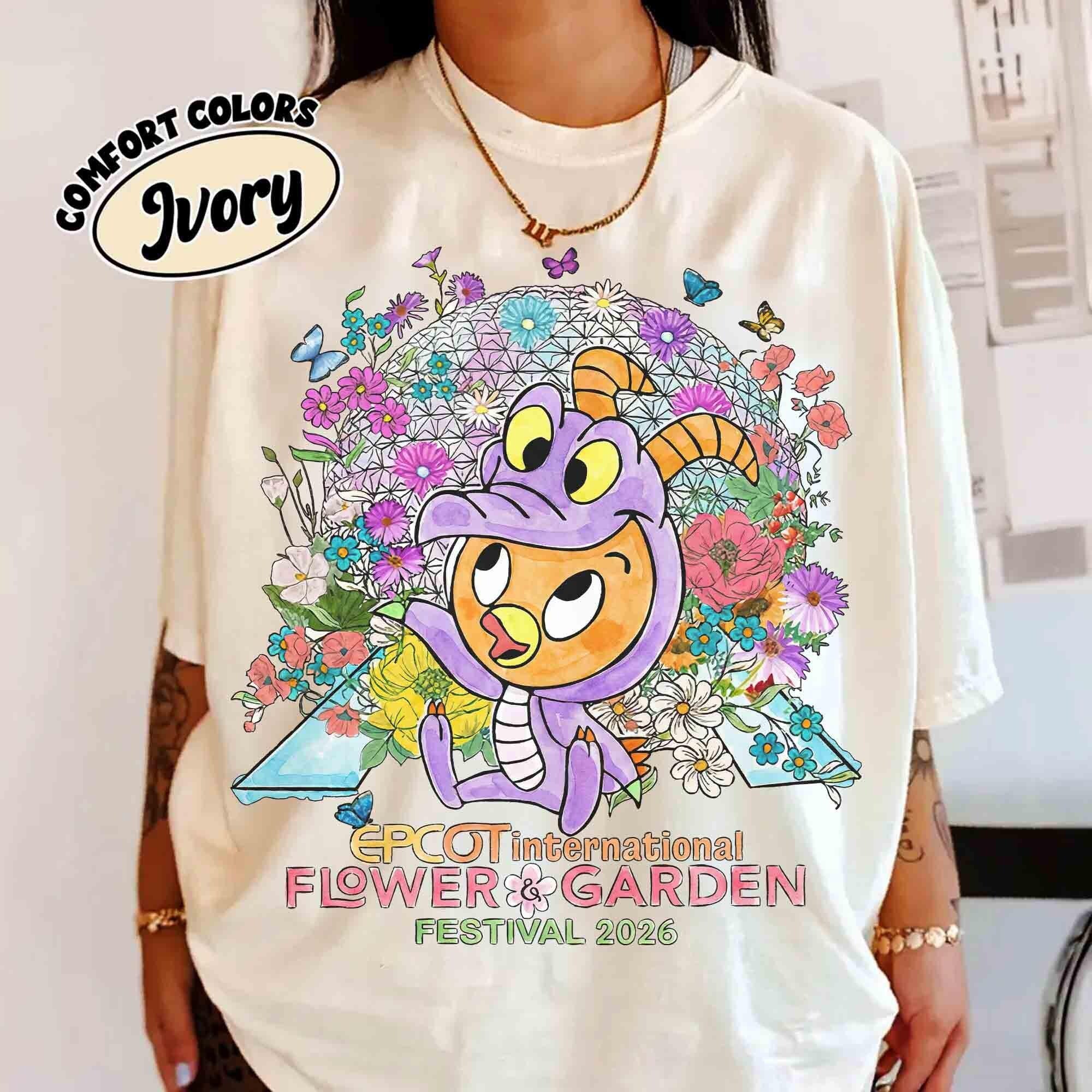 Disney Epcot International Flower & Garden Festival 2026 Shirt, Cute Orange Bird Cosplay Figment Dragon Floral Tee, WDW Family Vacation Trip