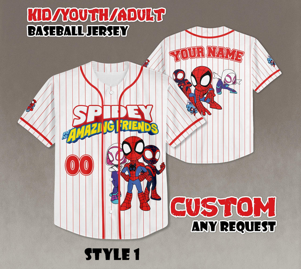Custom Spidey and Friends Baseball Jersey, Superhero Team Shirt