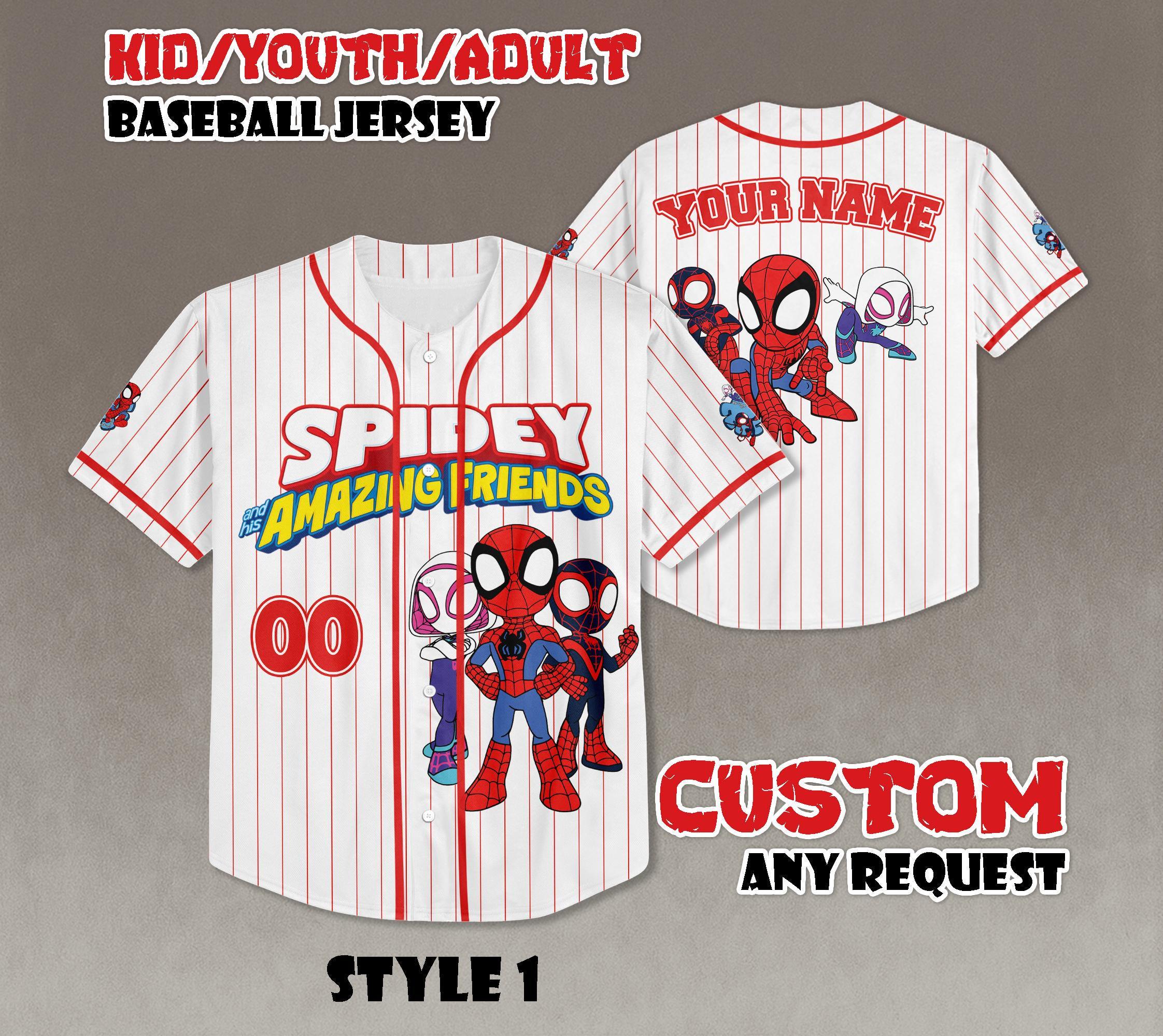 Custom Spidey and Friends Baseball Jersey, Superhero Team Shirt