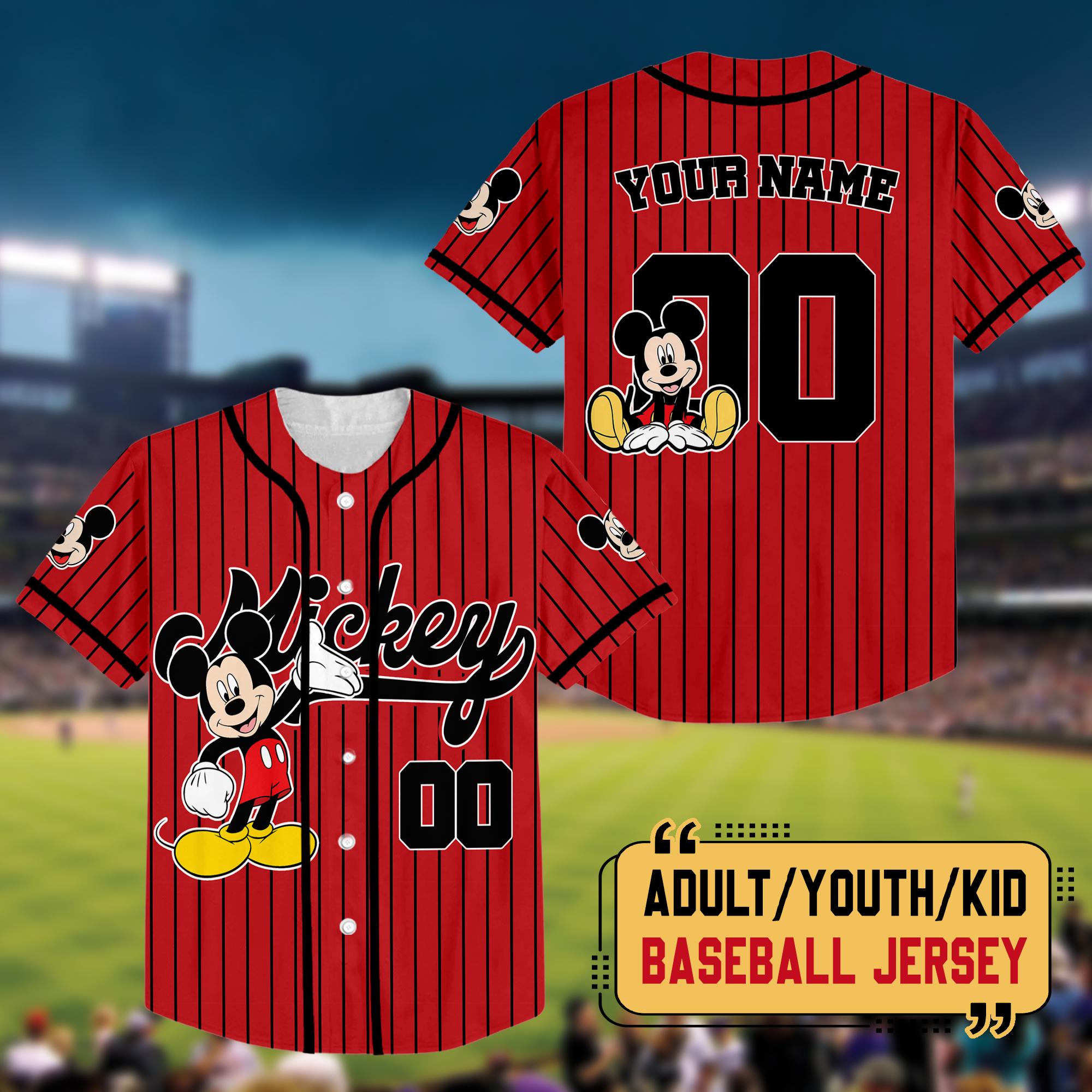 Personalized Mickey Mouse Baseball Jersey, Mickey Matching Jersey, Custom Disneyland Shirt, Birthday Baseball Team, Gift For Disney Fan