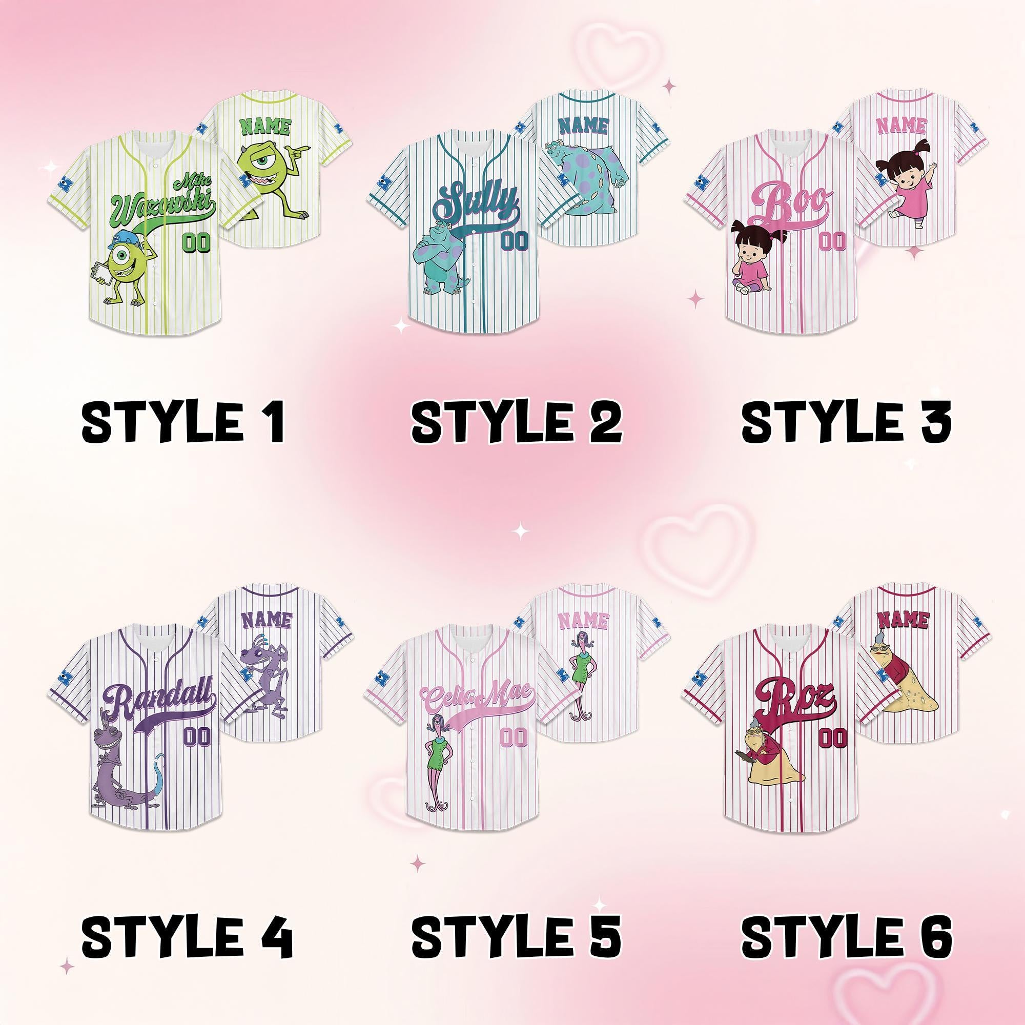 Custom Monster Inc Characters Baseball Jersey Team, Disney Collection Jersey, Baseball Jersey, Gift for Monster Inc Fans, Baseball Teams