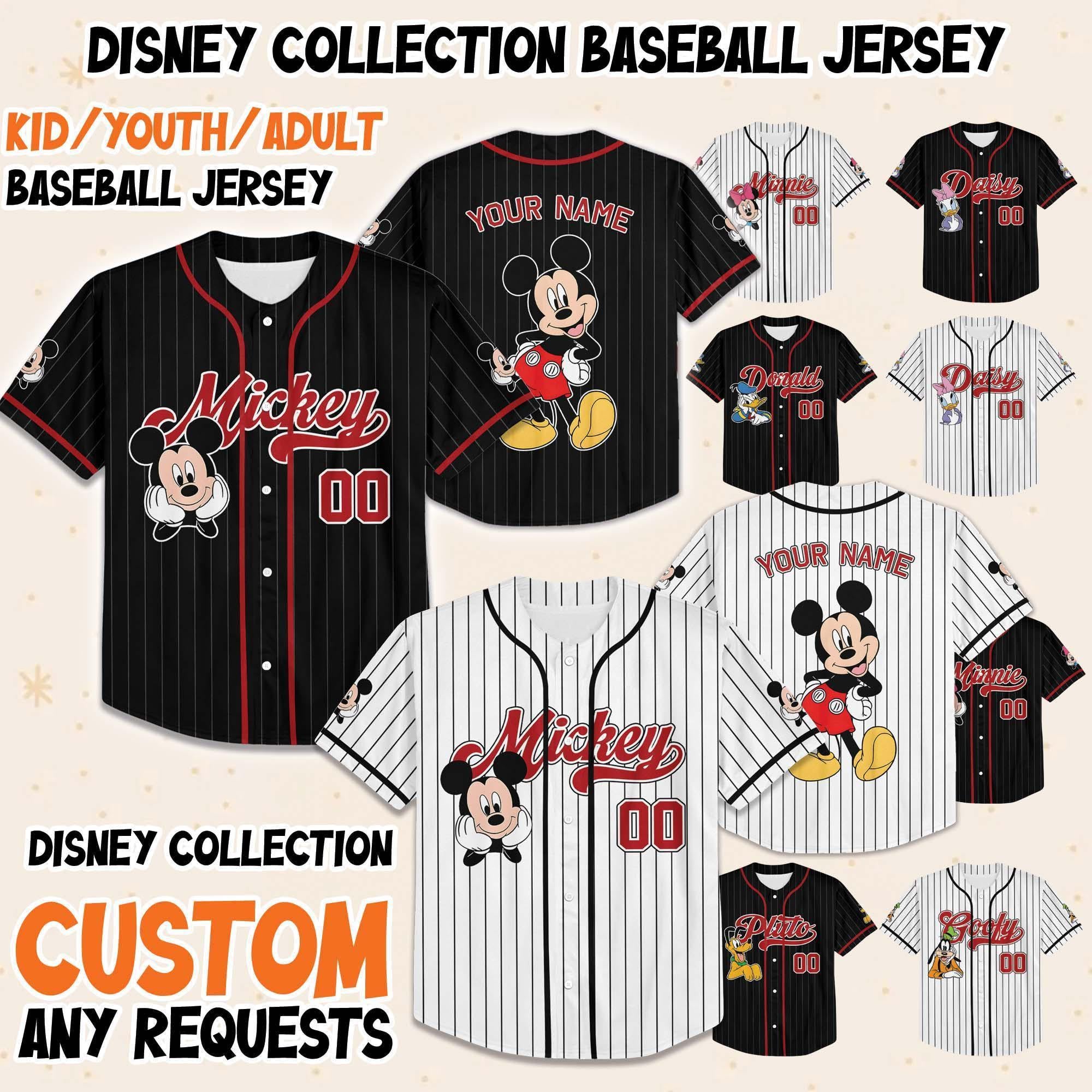Personalize Disney Mickey and friends Baseball Jerseys, Disneyland Kid Youth Adult Baseball Jersey, Mickey And Friends Jersey, Disney Birth