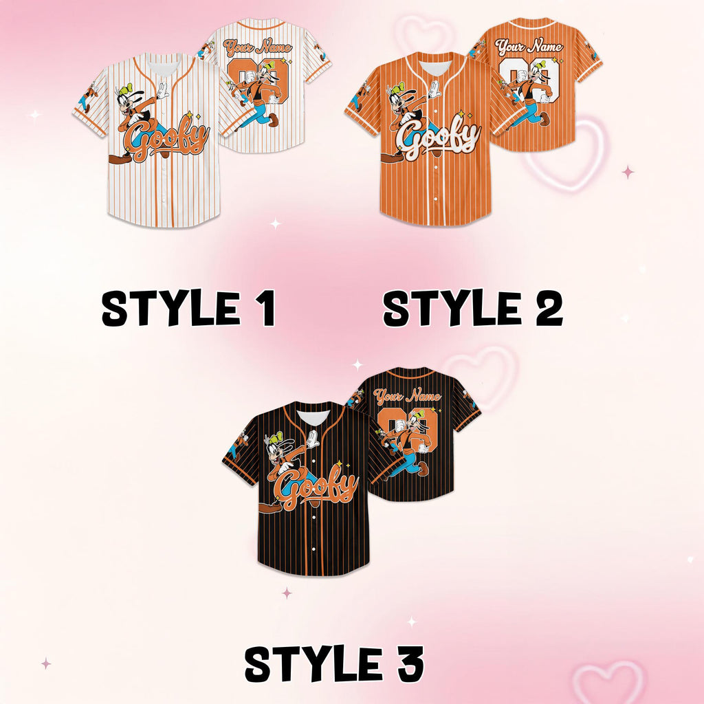 Custom Disney Goofy Collection Baseball Jersey, Disney Goofy Jersey, Disneyland Baseball Team Matching Outfit, Birthday Gift