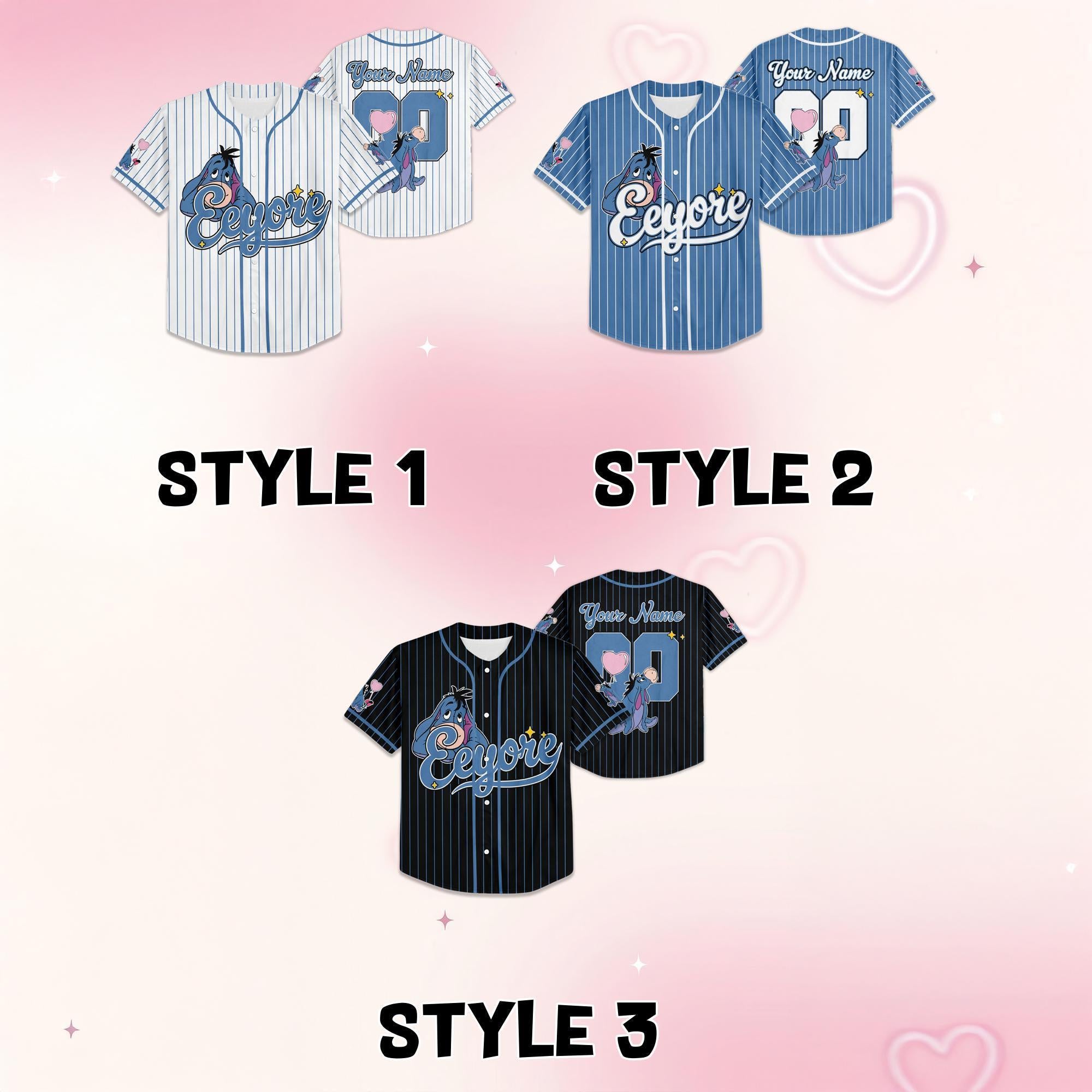 Custom Disney Eeyore Baseball Jersey, Custom Disney Eeyore Shirt, Winnie the Pooh Baseball Team Outfit, Disneyland Eeyore Jersey