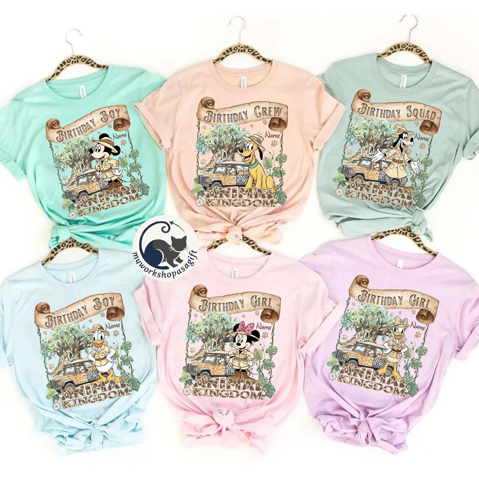 Personalized Mickey and Friends Animal Kingdom Birthday shirts, Disney Birthday Boy Girl Squad Crew, Disney Wild Safari Family trip shirts