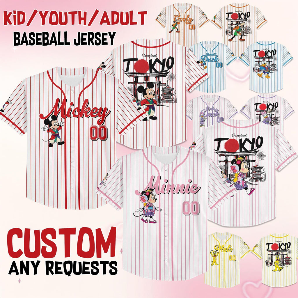 Custom Disneyland Tokyo Mickey and Friends Kimono Jersey, Disney Matching Family Jersey, Disneyland Japan Trip Tee, Girl Trip Outfits