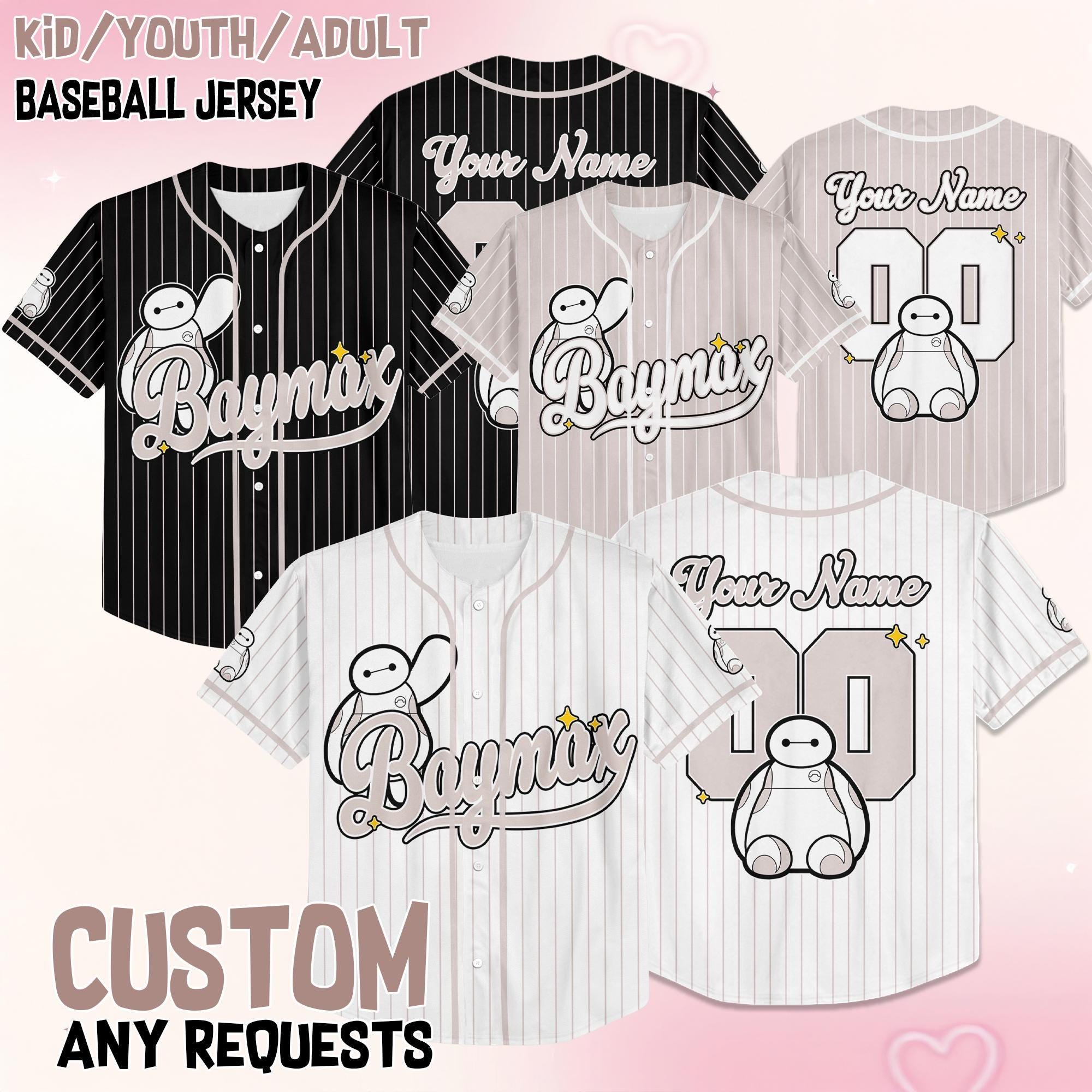 Custom Big Hero Baymax Baseball Jersey, Disney Big Hero 6 Baseball Jersey, Baymax Cosplay, Disney Trip Shirt, Disney World Shirt