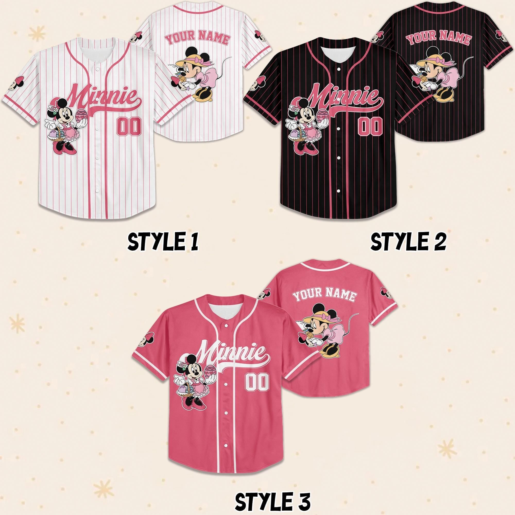 Custom Disney Minnie Easter Baseball Jerseys, Disney Characters Jersey, Disney Easter Shirt, Happy Easter, Minnie Bunny, Gift For Kids