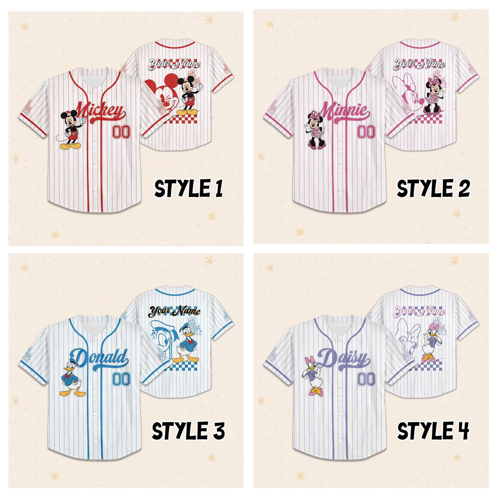 Custom Disney Mickey n Friends Baseball Jersey, Disneyland Vacation Jersey, Matching Baseball Team, Mickey Mouse Birthday, Gift for Fans