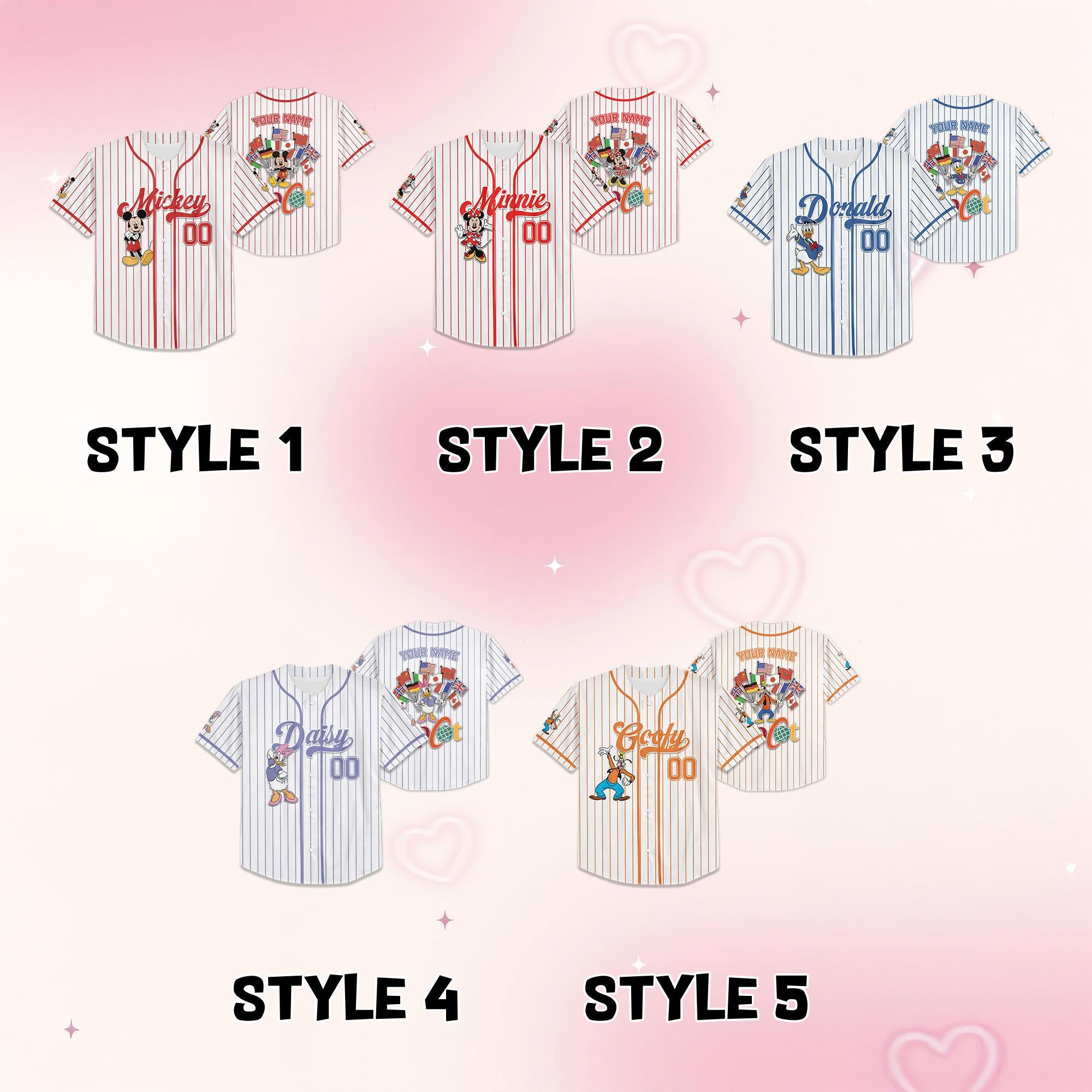 Custom Mickey and Friends Epcot World Tour Baseball Jersey, Mickey And Friends Holiday Vacation, Disneyland Family Trip Shirt