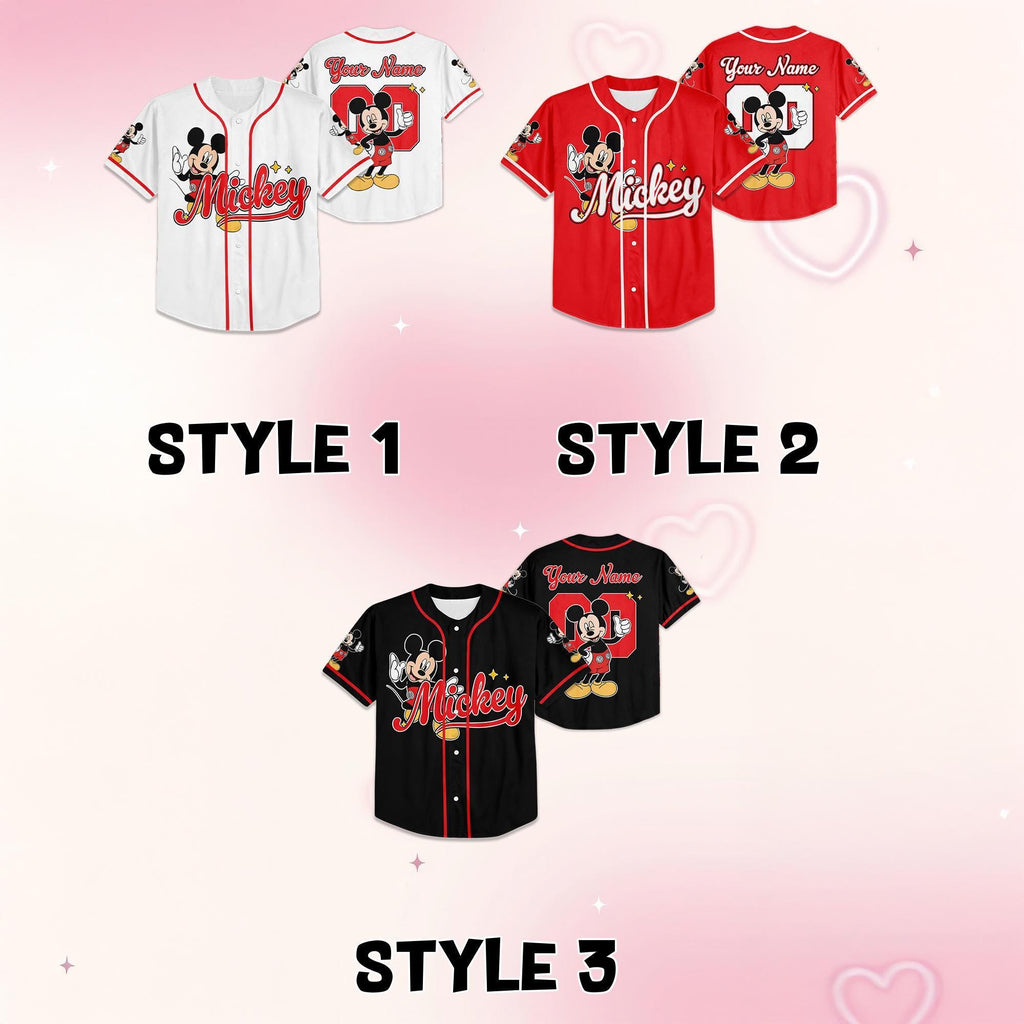 Custom Disney Mickey Mouse Baseball Jersey, Disney Mickey Mouse Jersey, Disneyland Baseball Team Matching Outfit, Birthday Gift