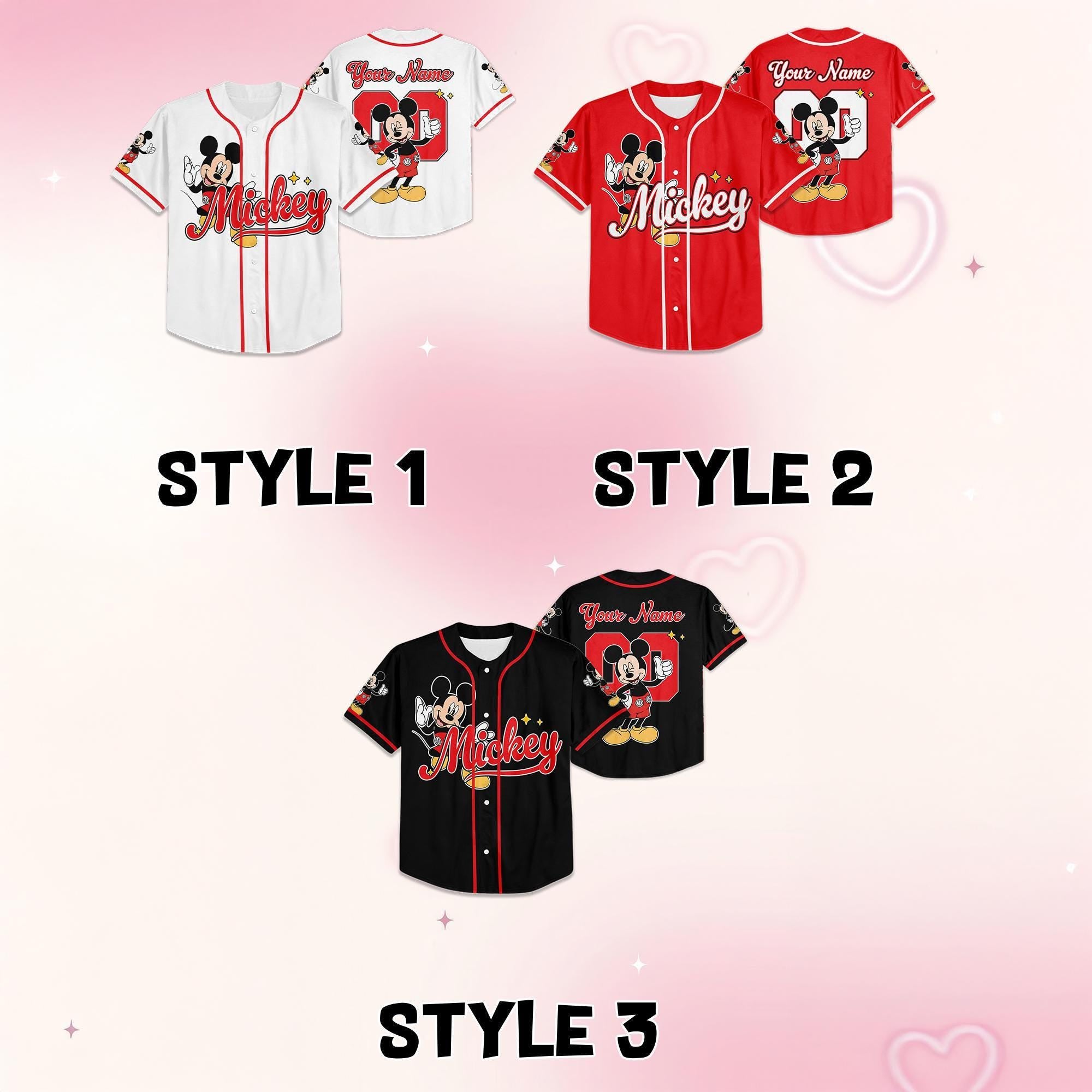 Custom Disney Mickey Mouse Baseball Jersey, Disney Mickey Mouse Jersey, Disneyland Baseball Team Matching Outfit, Birthday Gift