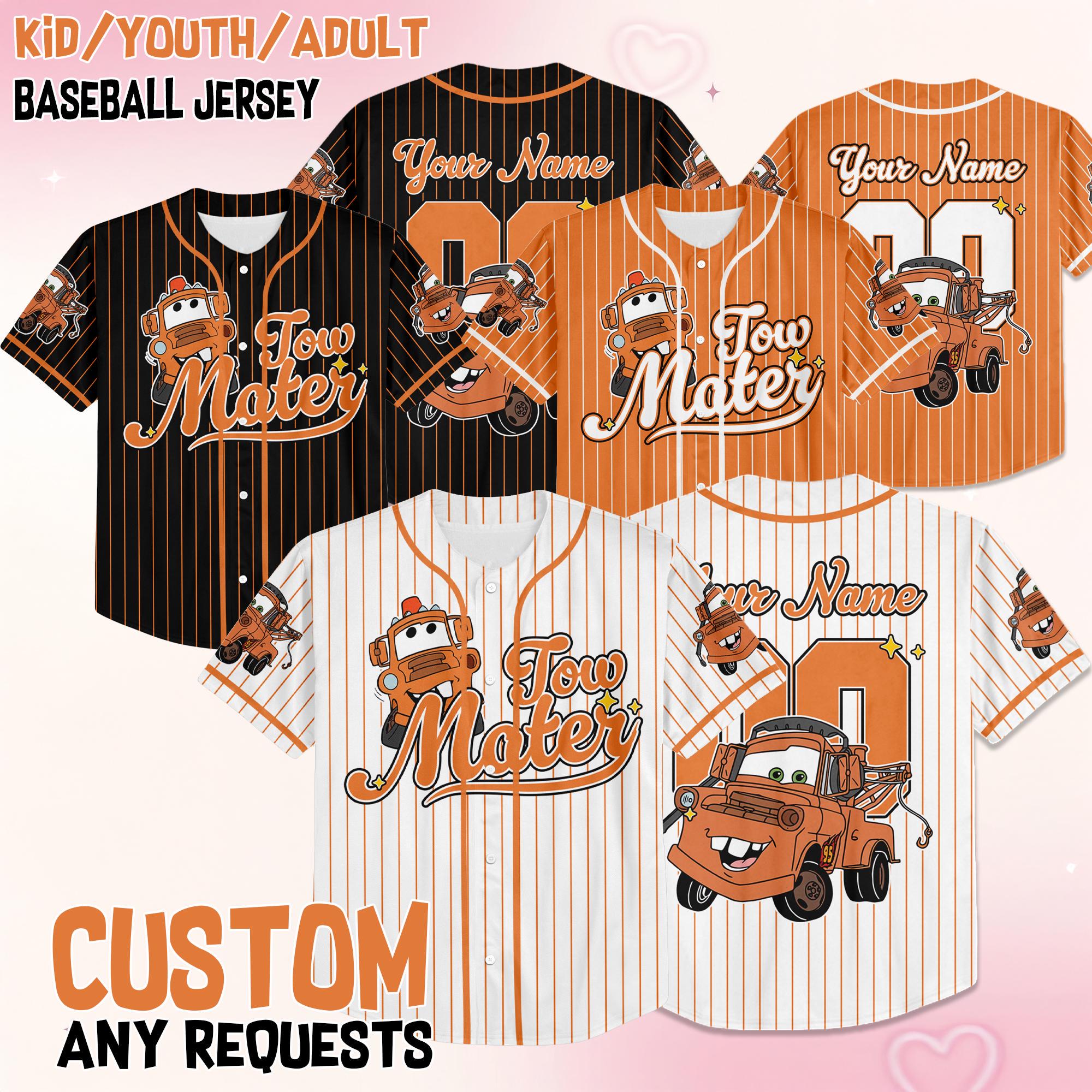 Custom Tow Mater Baseball Jersey, Custom Disney Cars Baseball Shirt, Matching Disney Trip Outfit, Disneyland Birthday Gift