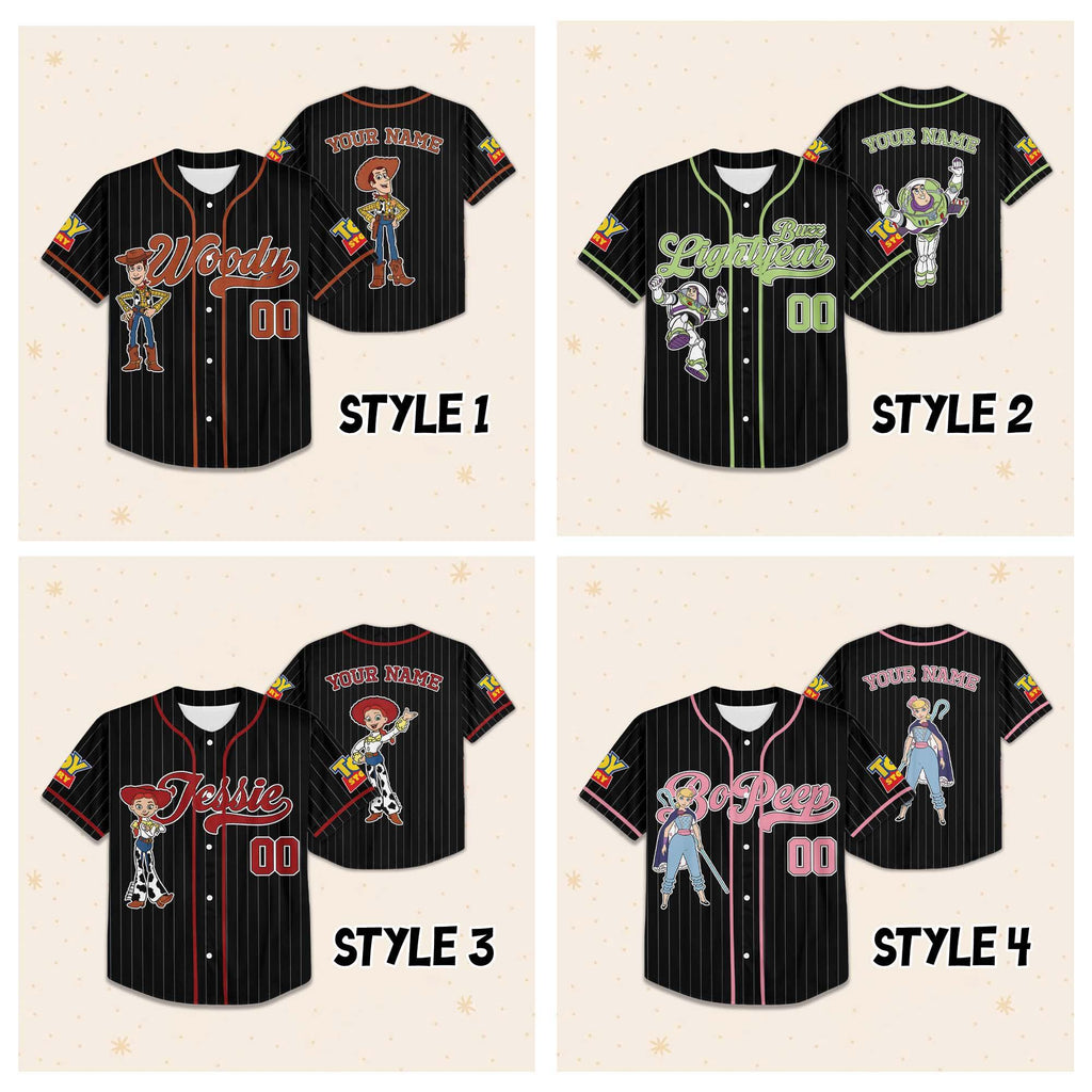 Custom Toy Story Disney Characters Baseball Jersey, Toy Story Movie Jersey, Toy Story and Friends Birthday Funny Jersey Gifts