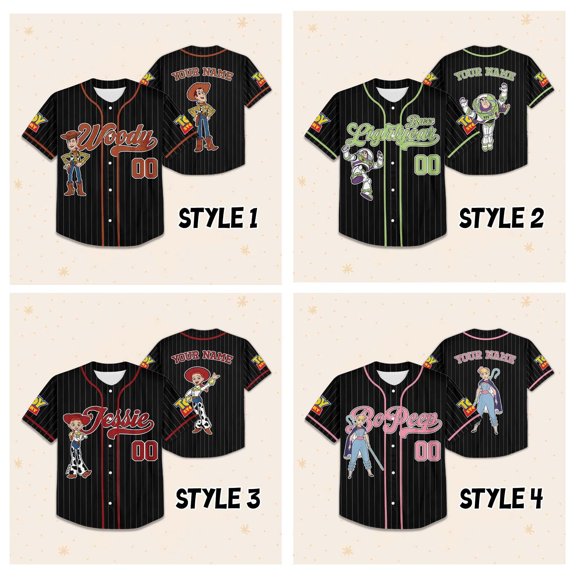 Custom Toy Story Disney Characters Baseball Jersey, Toy Story Movie Jersey, Toy Story and Friends Birthday Funny Jersey Gifts