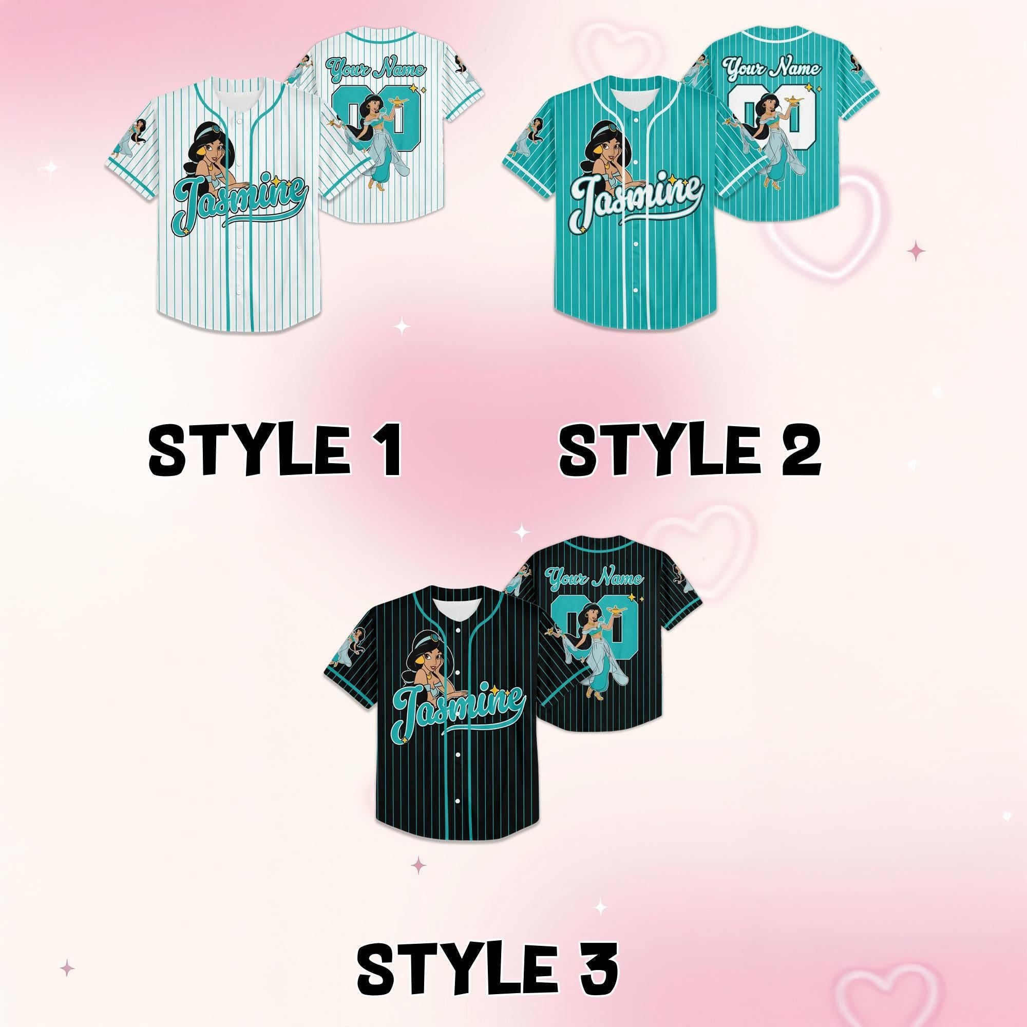 Custom Disney Princess Jasmine Baseball Jersey, Disney Baseball Jersey for Kids, Youth & Adults, Matching Disney Game Day Outfit
