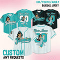 Custom Disney Princess Jasmine Baseball Jersey, Disney Baseball Jersey for Kids, Youth & Adults, Matching Disney Game Day Outfit