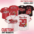 Custom Lightning McQueen Baseball Jersey, Custom Disney Cars Baseball Shirt, Matching Disney Trip Outfit, Disneyland Birthday Gift