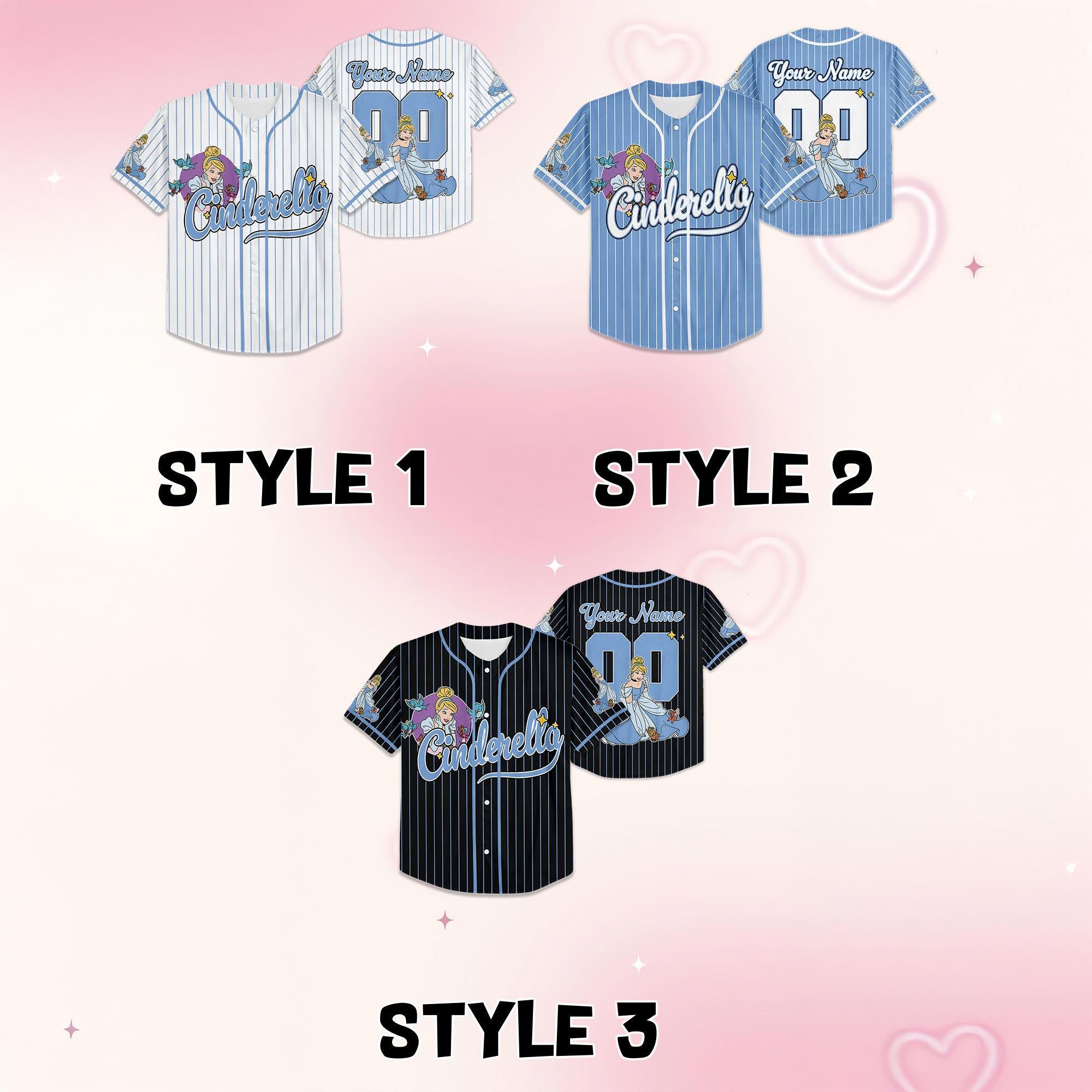 Custom Disney Cinderella Baseball Jersey, Disney Cinderella Baseball Jersey for Kids, Youth & Adults, Matching Disney Game Day