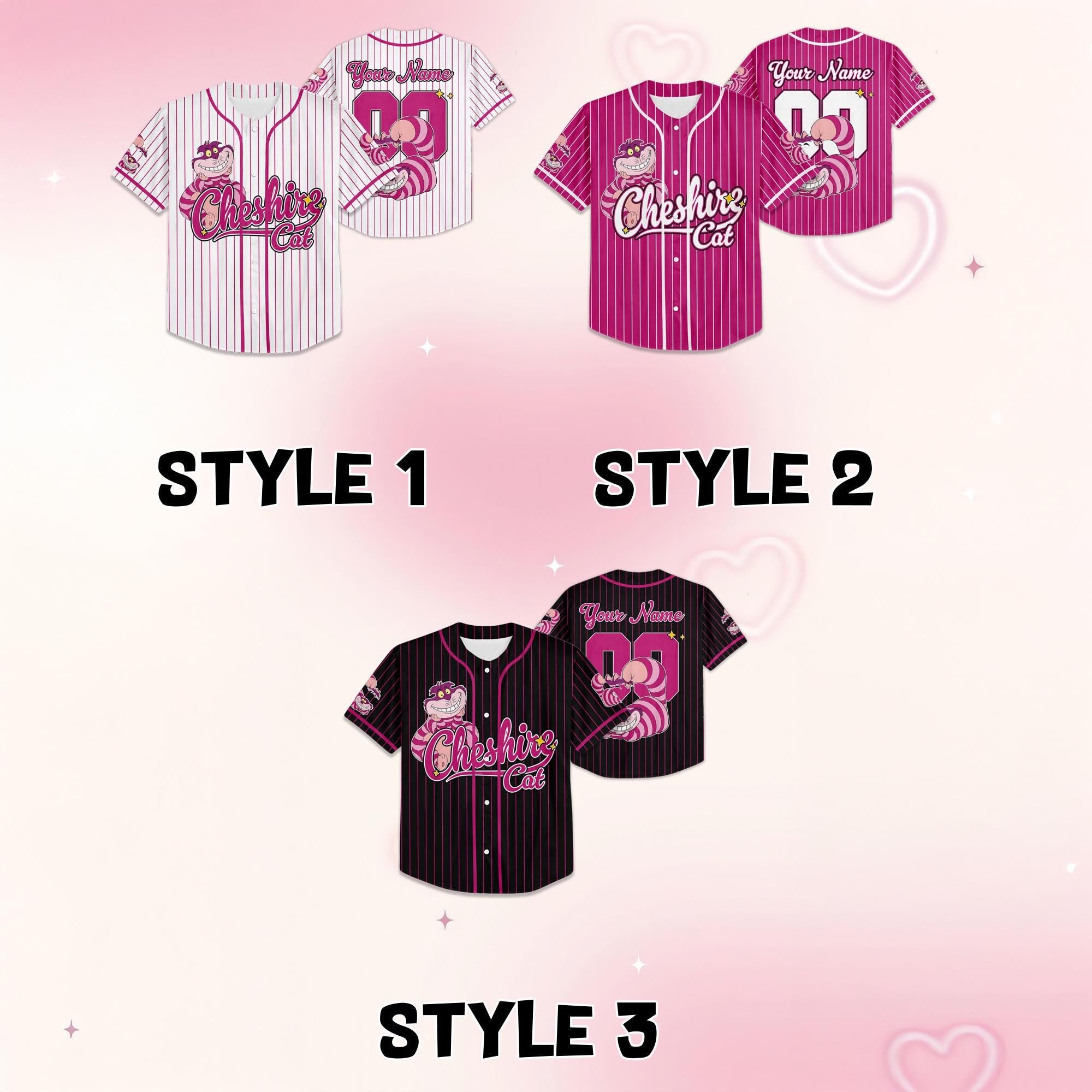 Custom Disney Cheshire Cat Baseball Jersey, Alice's Adventures in Wonderland Baseball Jersey, Cheshire Cat Jersey, Cat Lover Tee