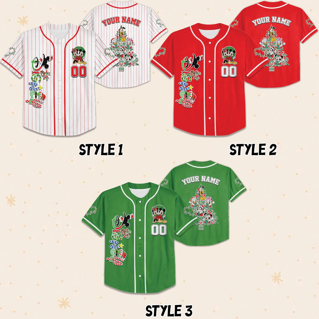 Custom Disney Mickey and Friends Collection Christmas Jersey, Mickey Christmas Jersey, Kids Birthday Jersey, Mickey Santa Claus Christmas