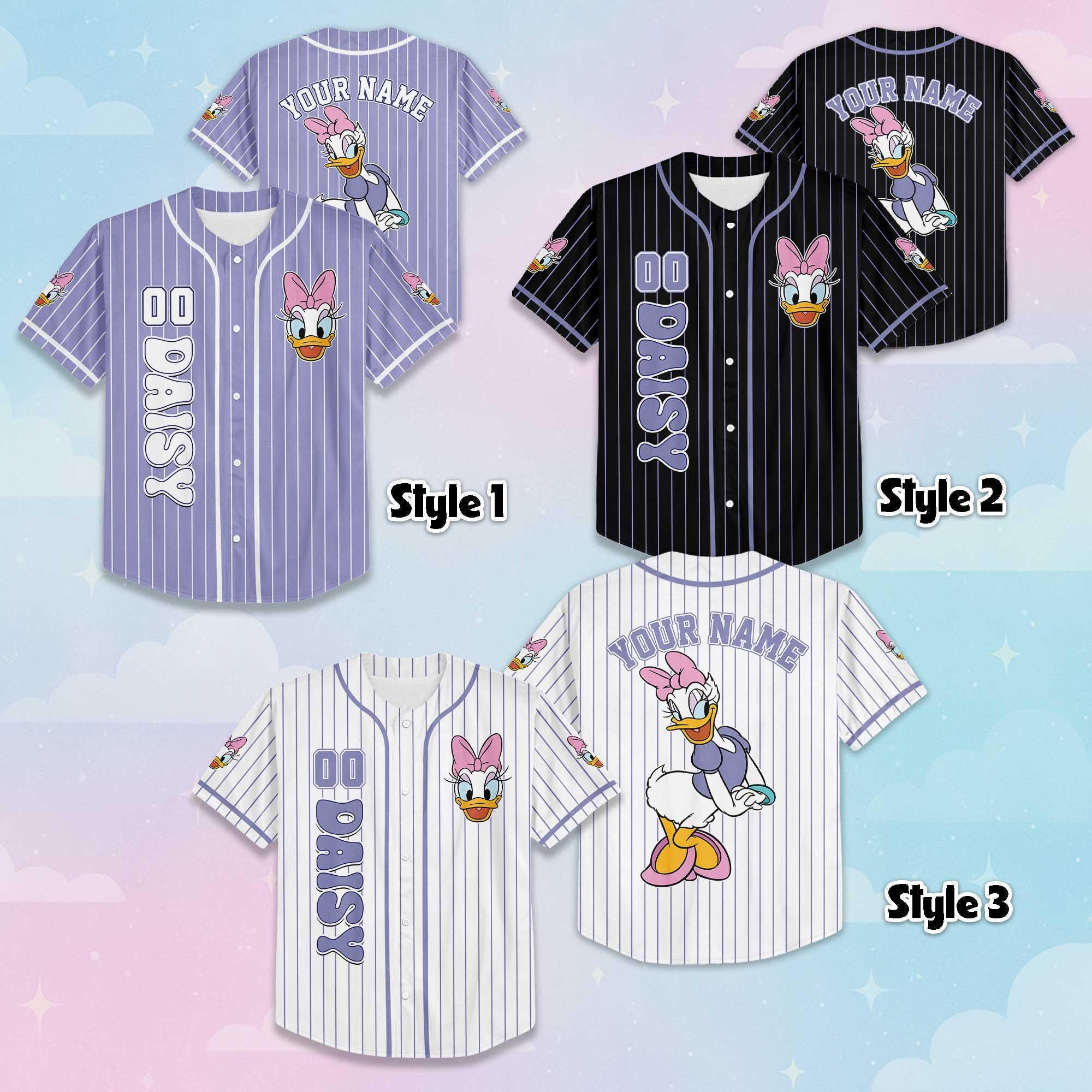 Personalized Daisy Duck Baseball Jersey, Disney Mickey and Friends Baseball Shirt, Matching Disney Trip Outfit, Disneyland Birthday Gift